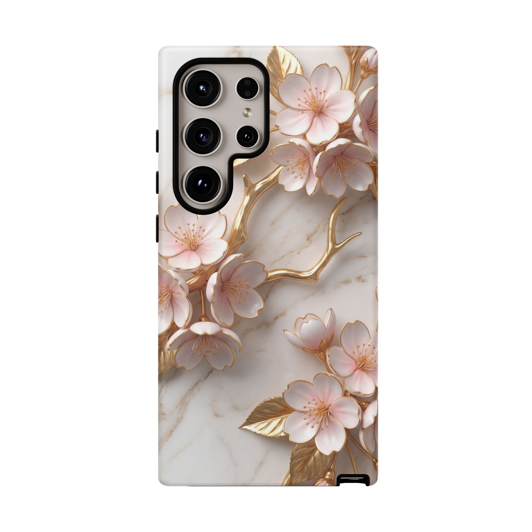 Floral Marble Samsung Galaxy Case — Sakura Gold Cherry Blossom Tough Case