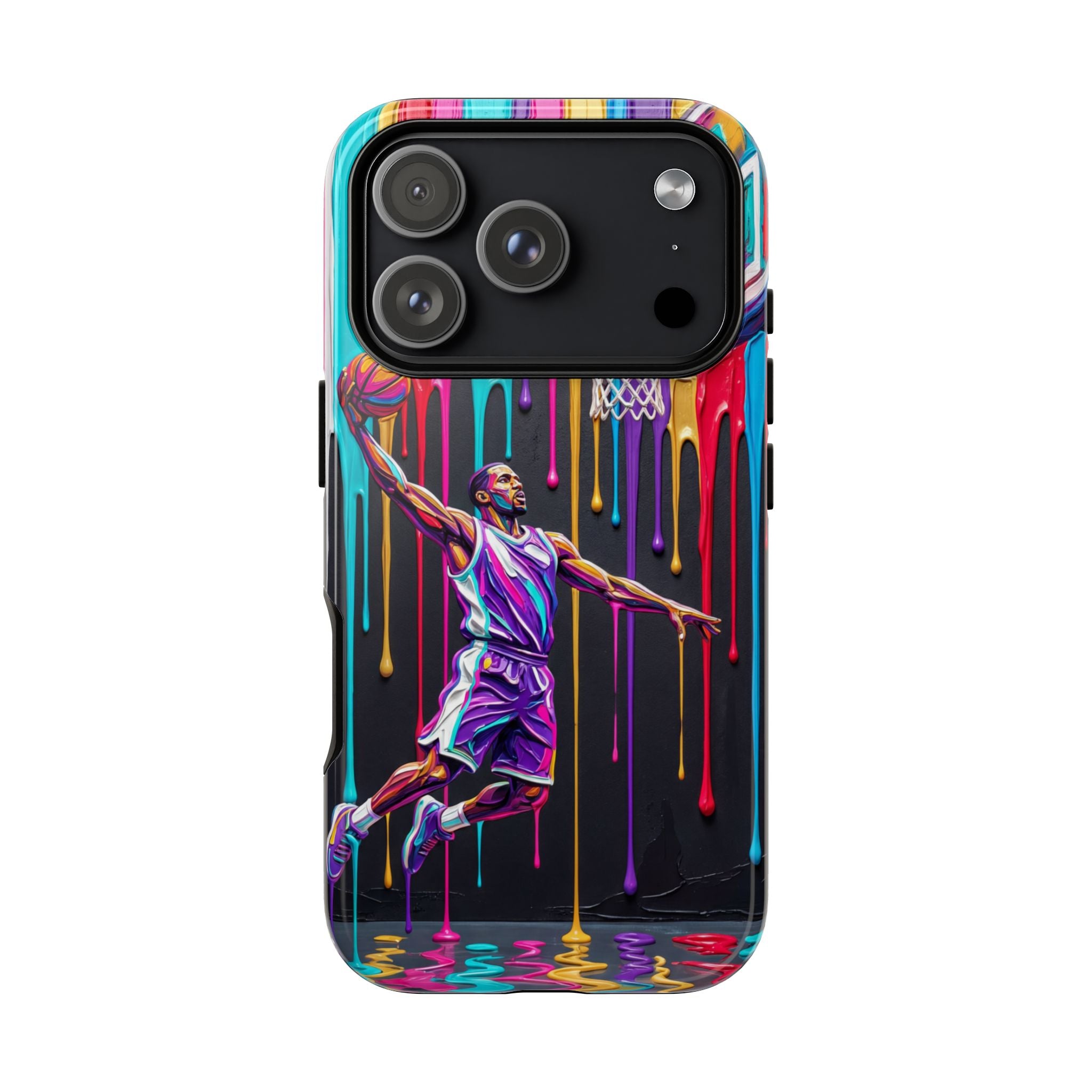 Color Splash Basketball iPhone Case | Vibrant Drip Dunk Design