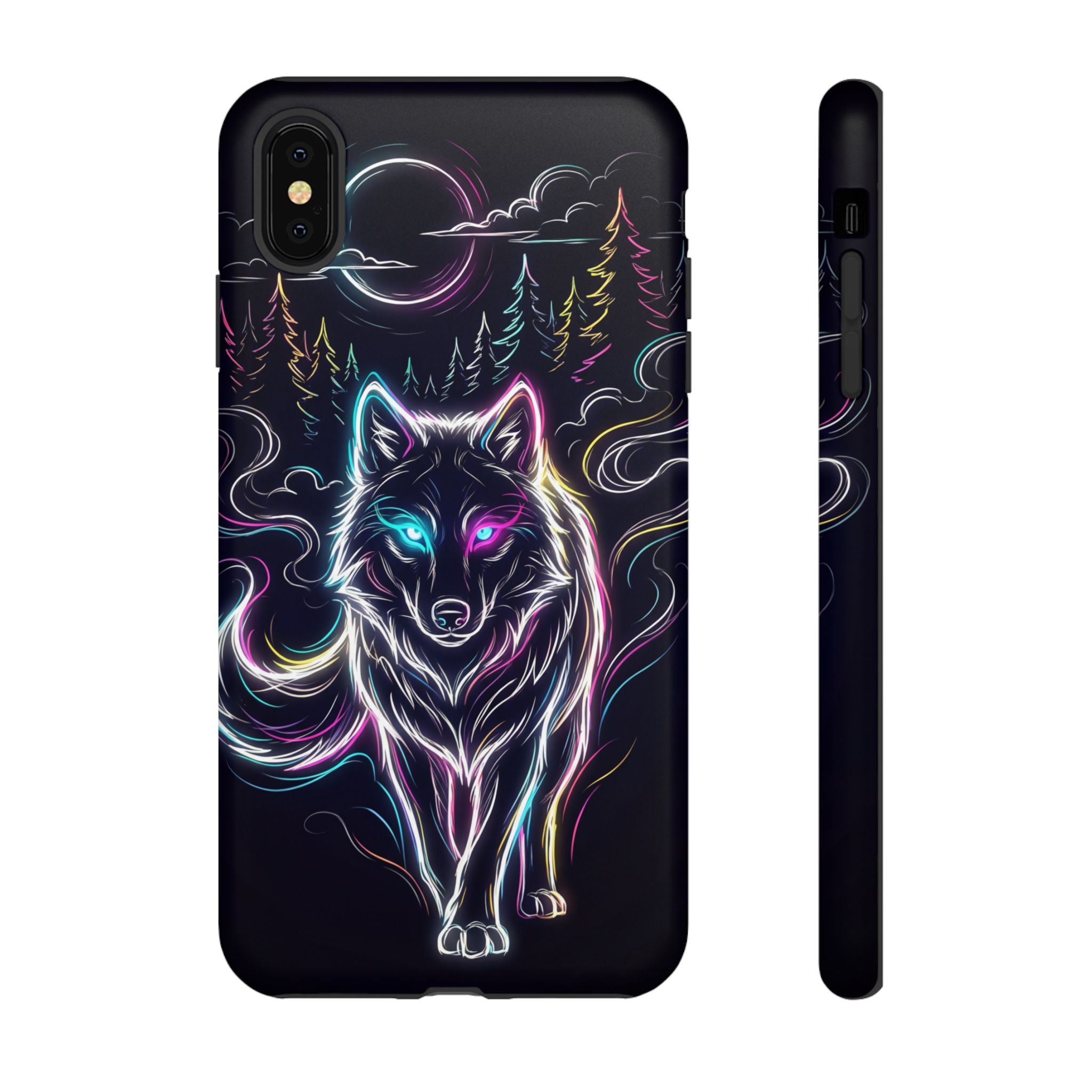 Neon Wolf iPhone Case | Mystic Glow Protective Tough Case