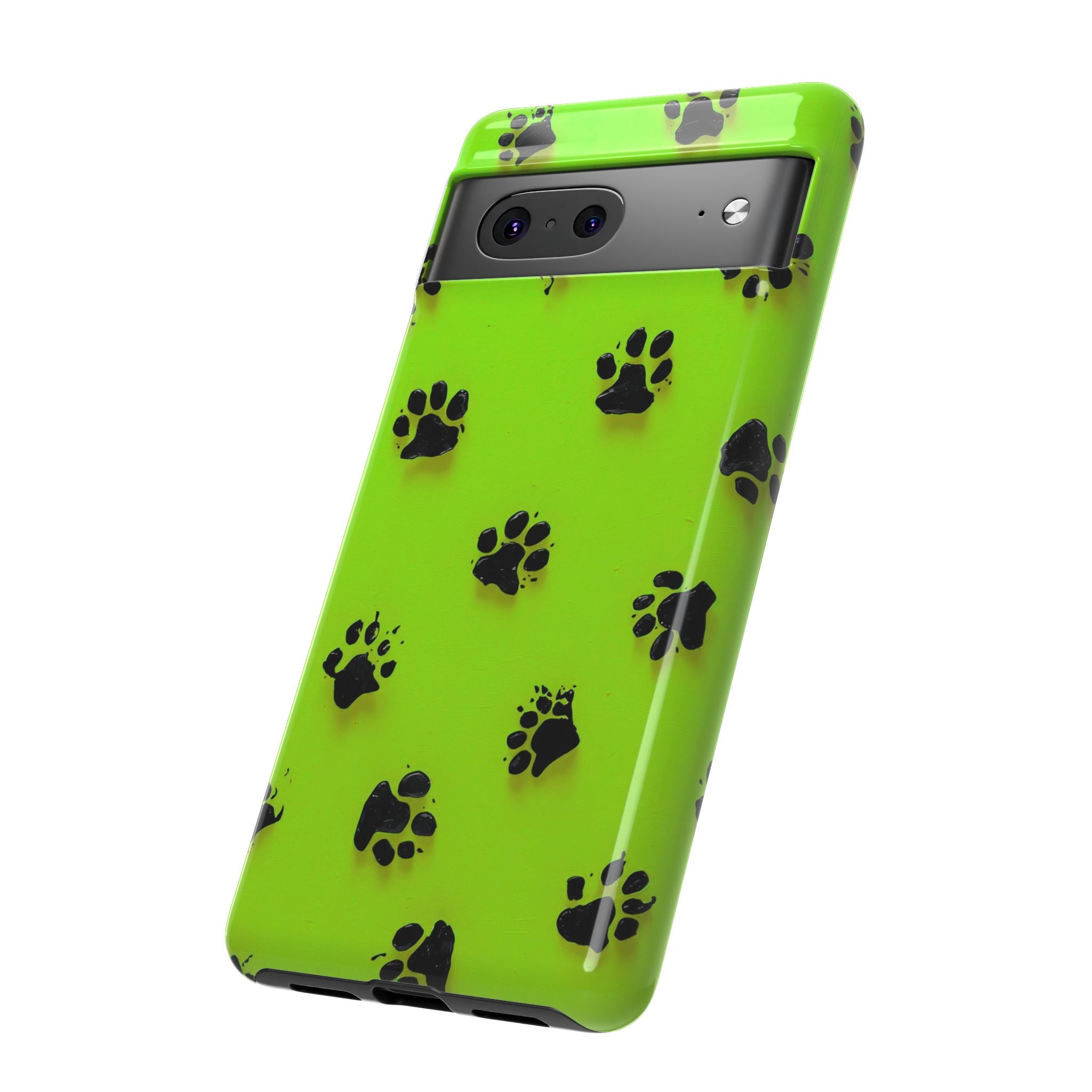 Neon Paw Print Tough Google Pixel Case — Shockproof Pet Lover iPhone Cover