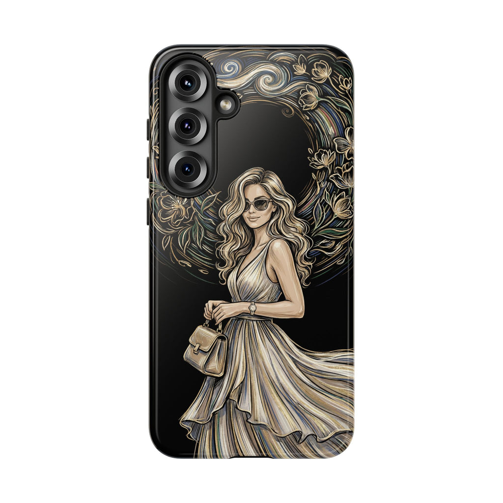 Custodia per telefono Samsung Galaxy robusta con ghirlanda floreale donna elegante