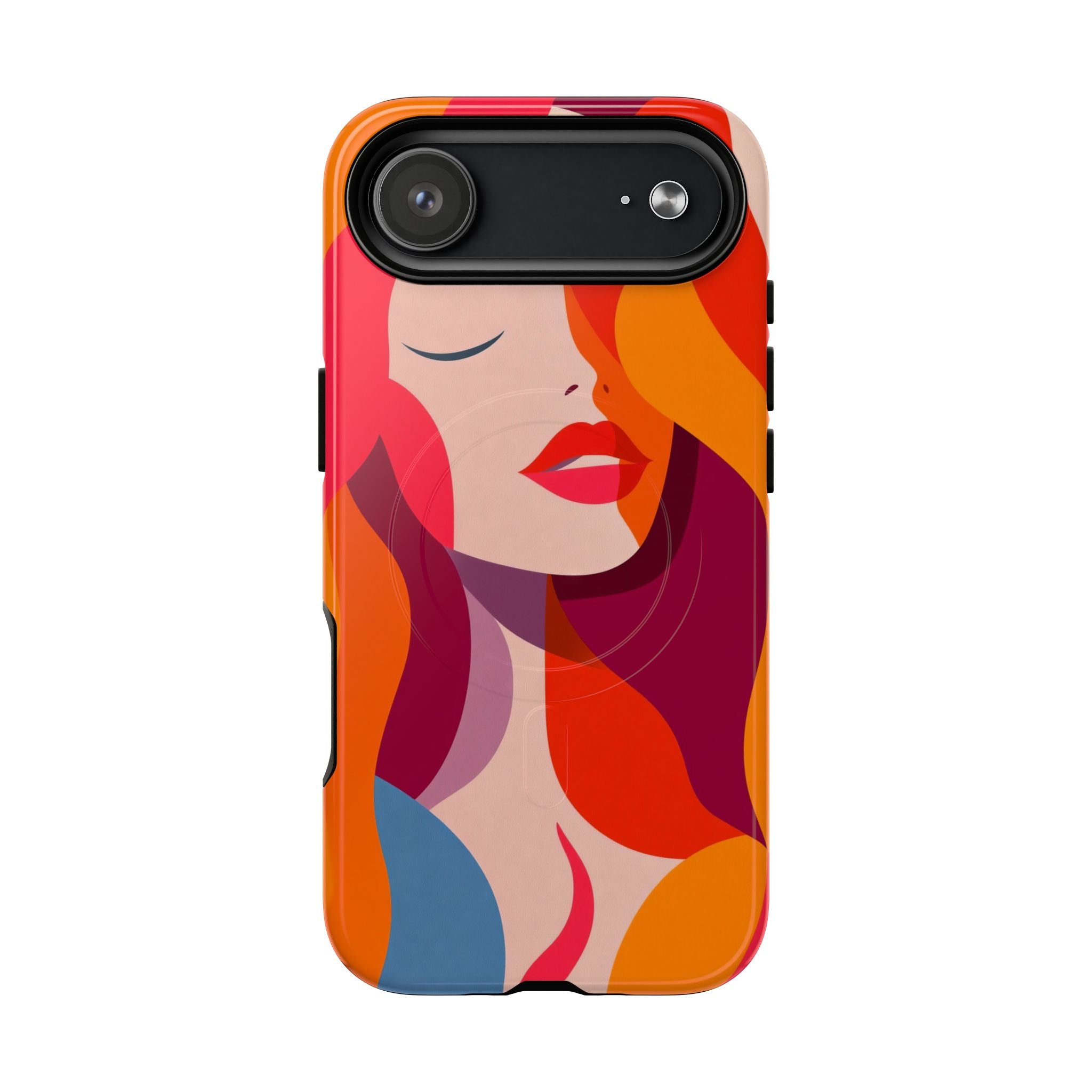 Custodia MagSafe per iPhone con donna pop art retrò | Ritratto astratto colorato e audace