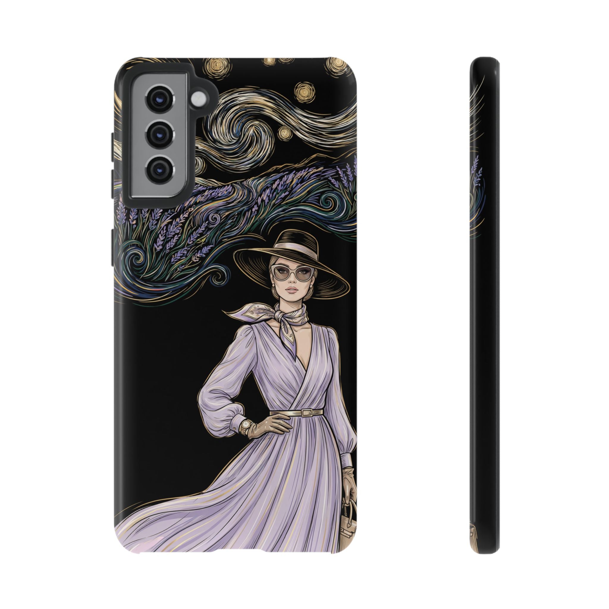 Starry Night Lavender Woman Samsung Galaxy Phone Case | Artistic Protective Tough Case
