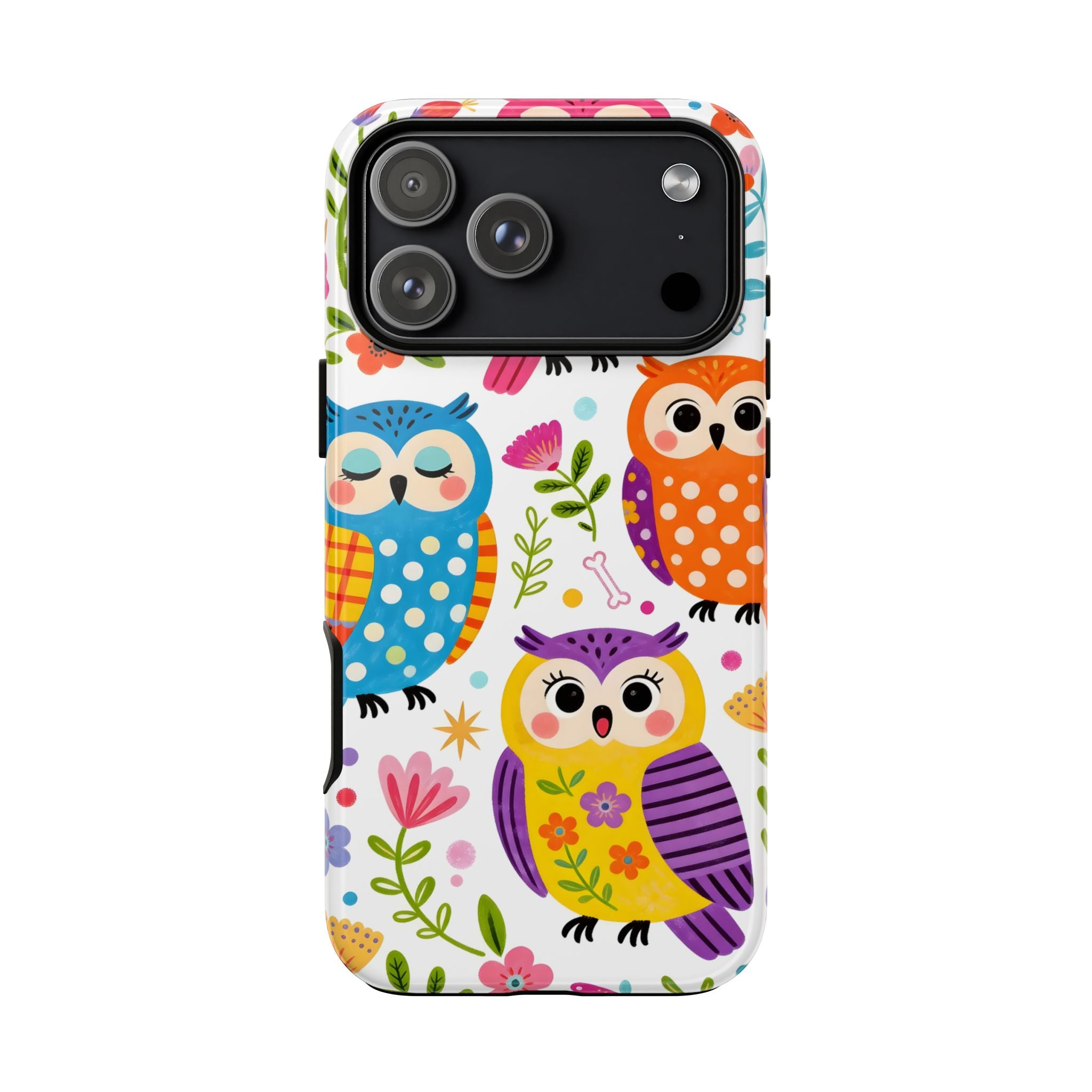 Cute Colorful Owls iPhone Case | Cute Owl Pattern Tough Case