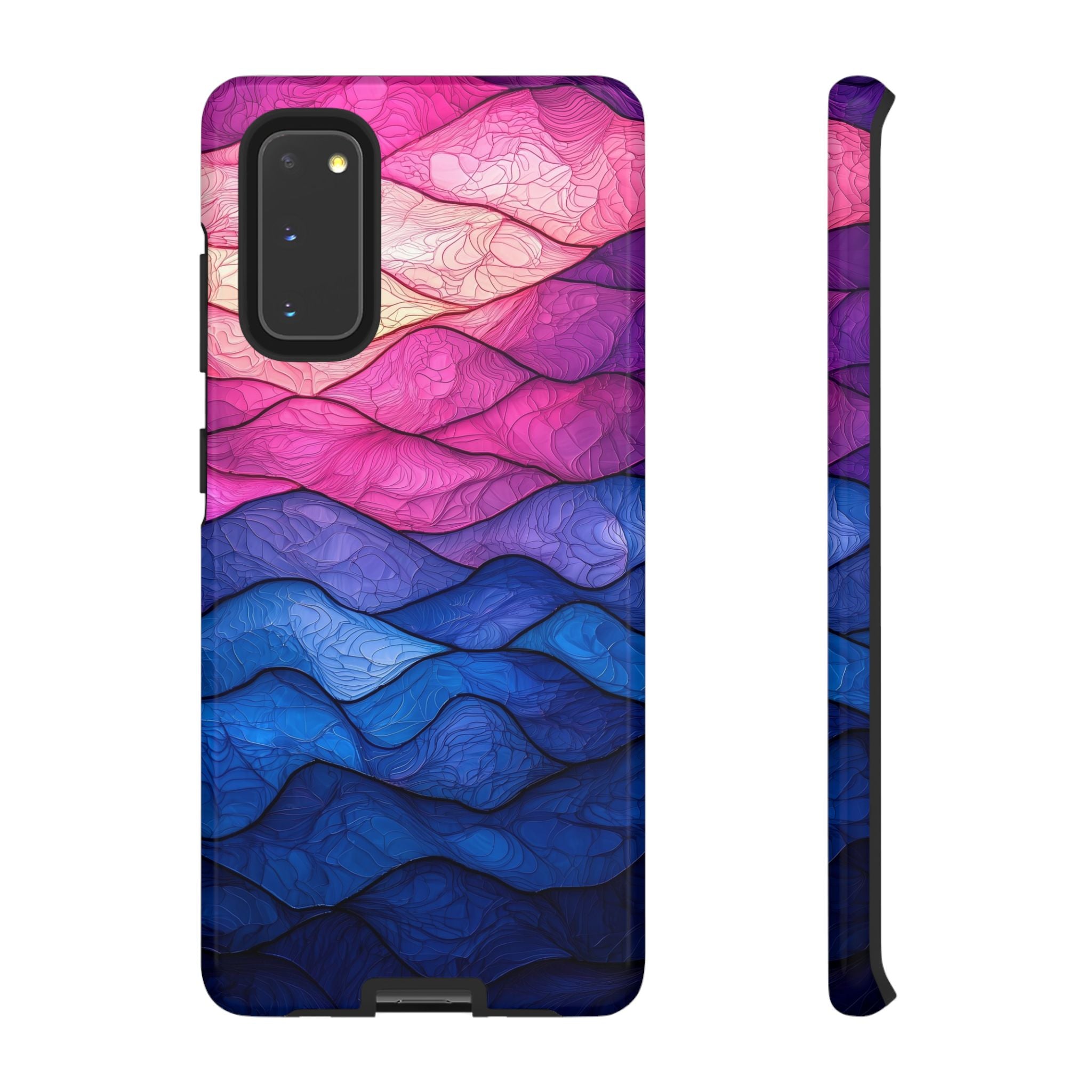 Abstract Ocean Waves Samsung Galaxy Case — Pink & Blue Gradient Tough Case