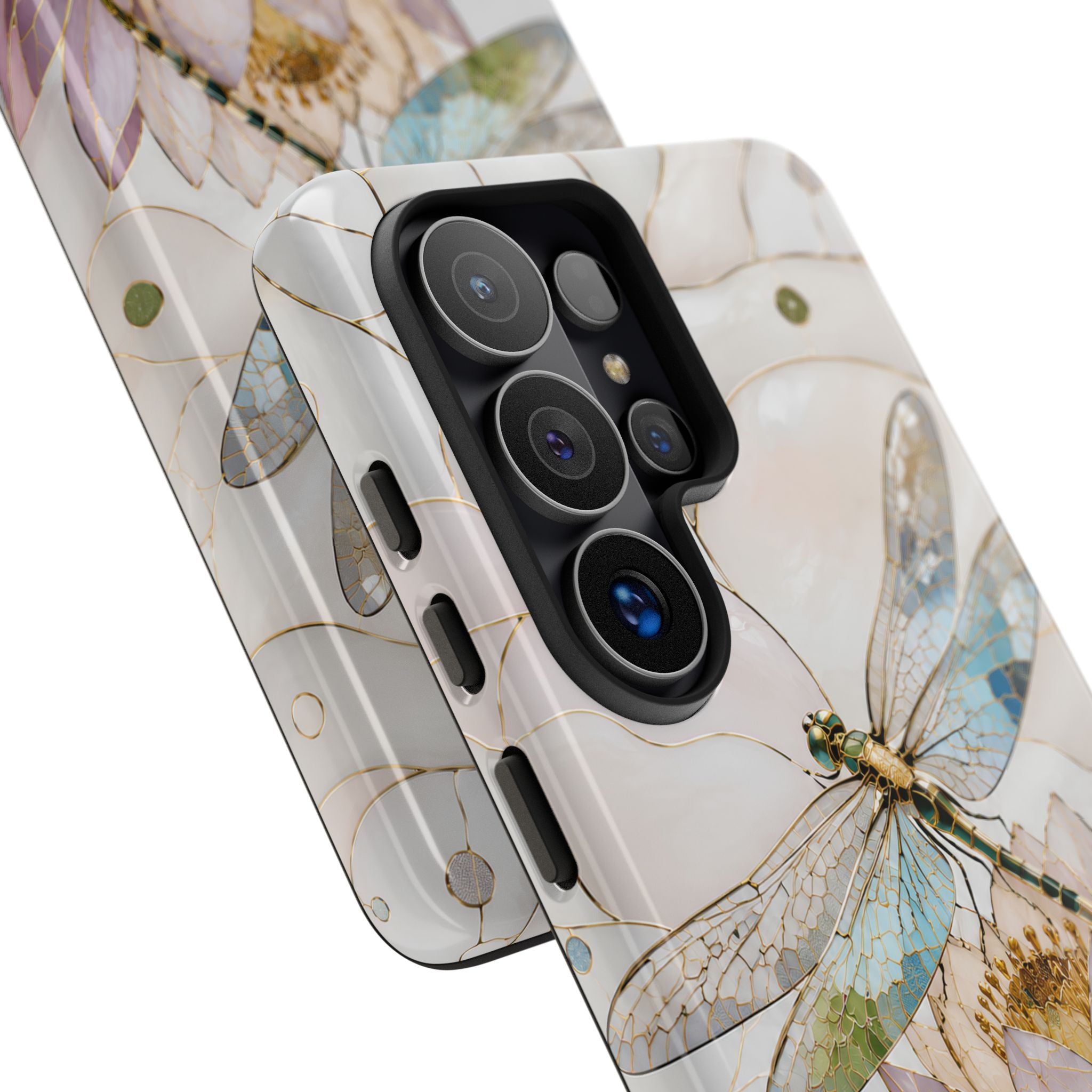 Dragonfly Lotus Samsung Galaxy Phone Case | Stained Glass Floral Phone Case