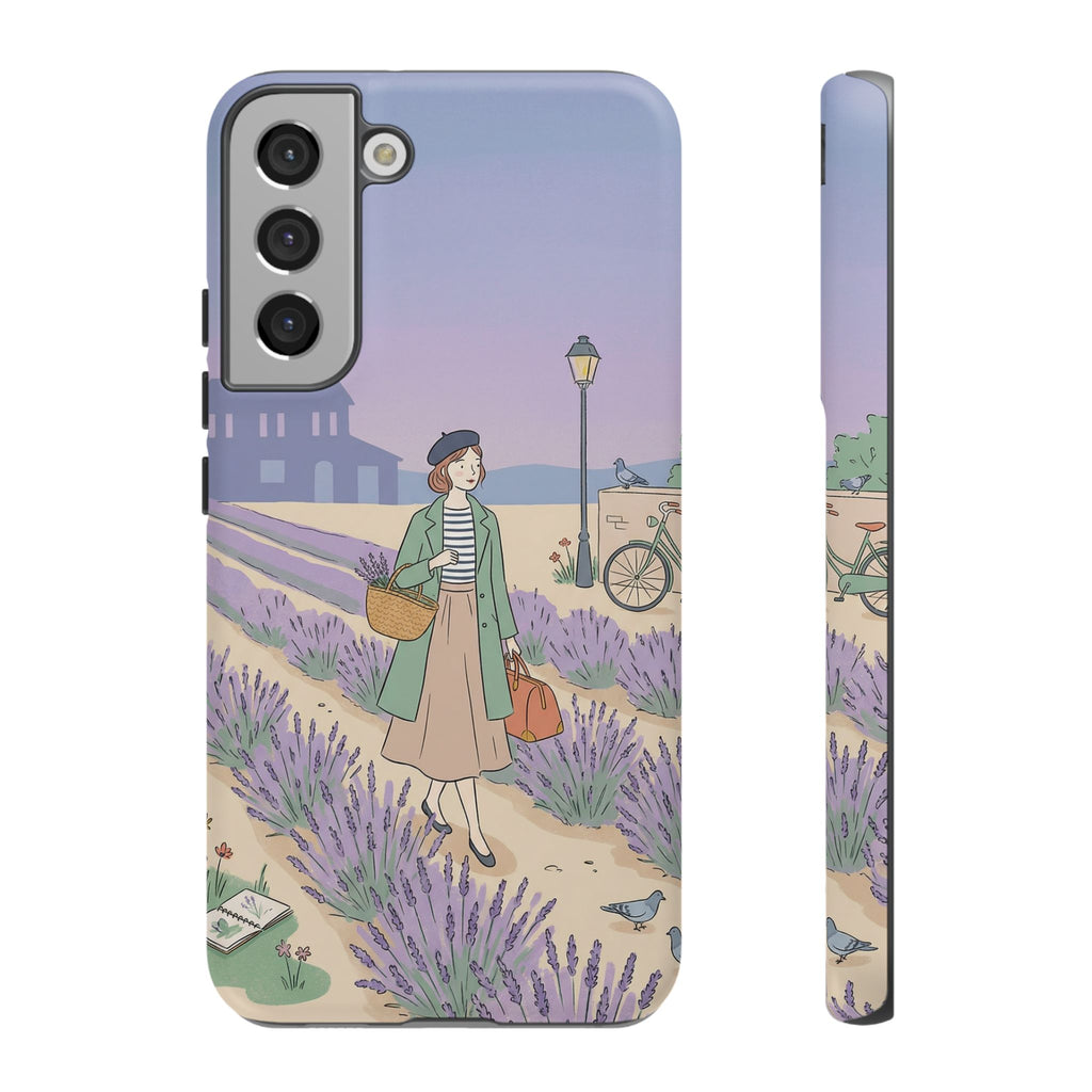 Lavender Field Samsung Galaxy Phone Case | Vintage Travel Illustration Protective Case