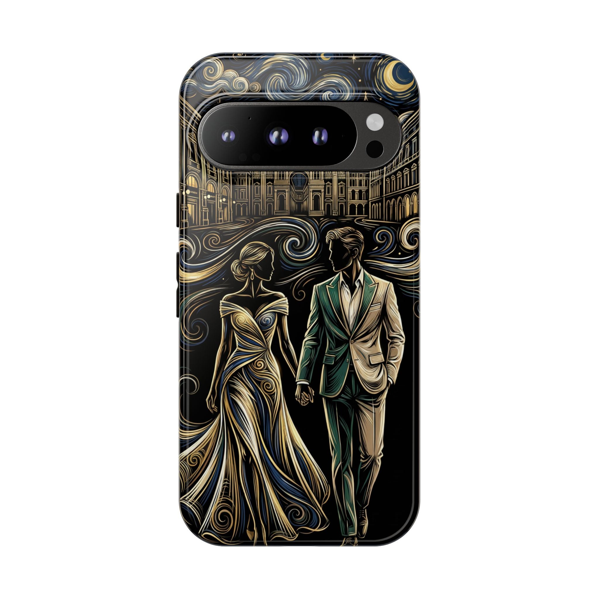 Romantic Night Walk Google Pixel Phone Case | Elegant Couple Art