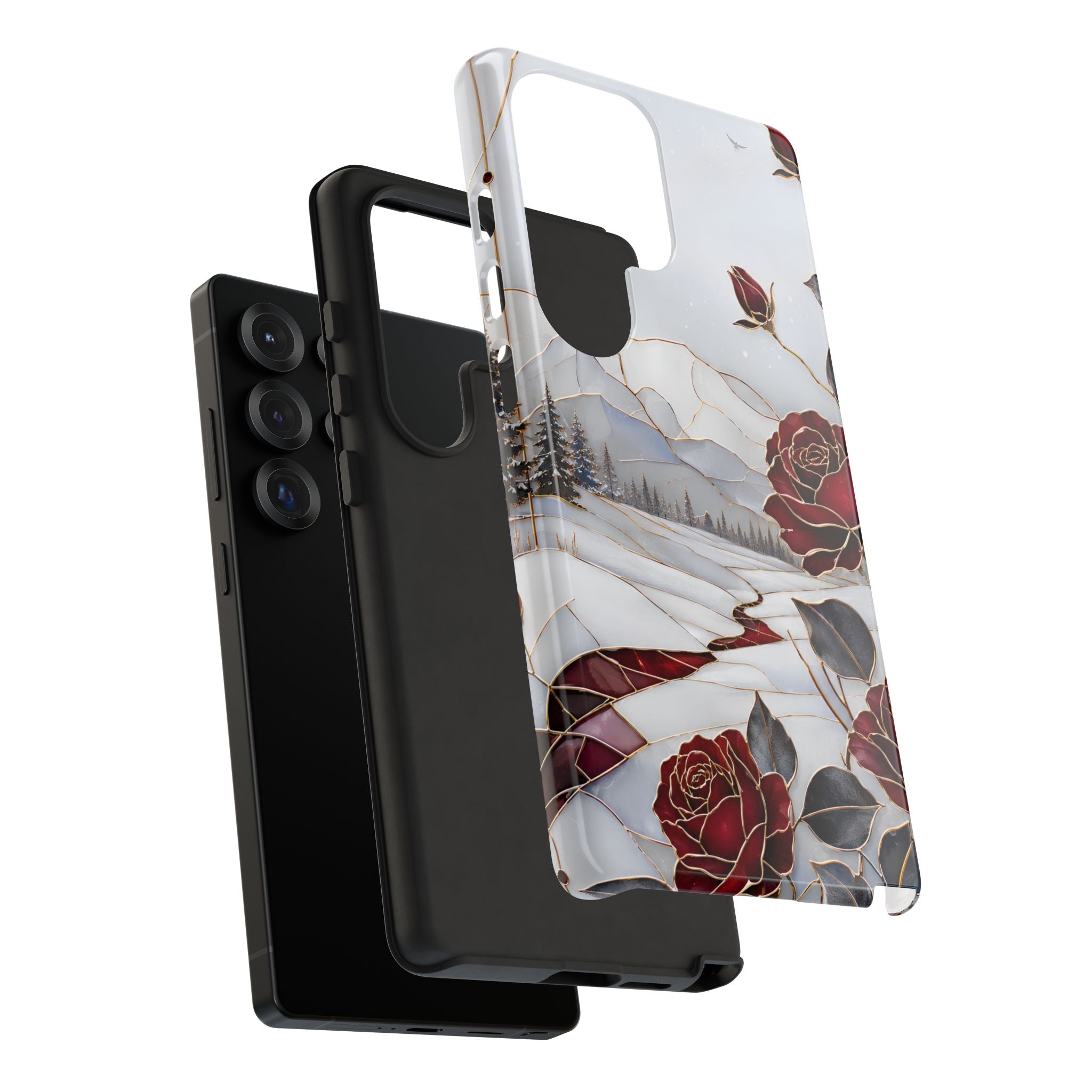 Winter Rose Samsung Galaxy Phone Case | Red Floral Phone Case