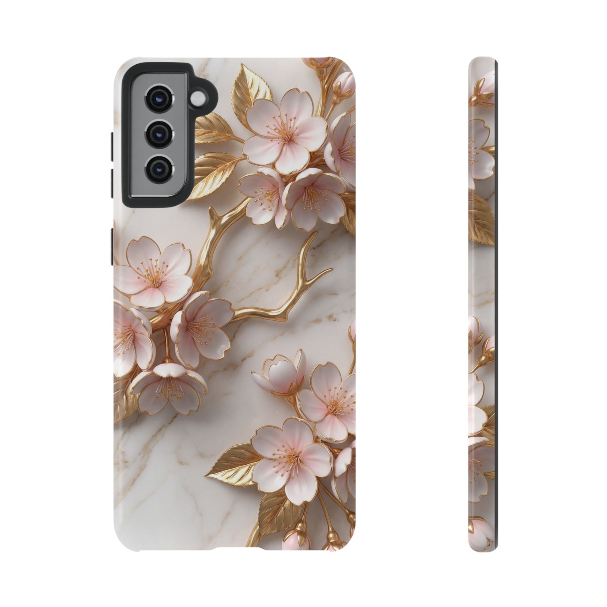 Floral Marble Samsung Galaxy Case — Sakura Gold Cherry Blossom Tough Case