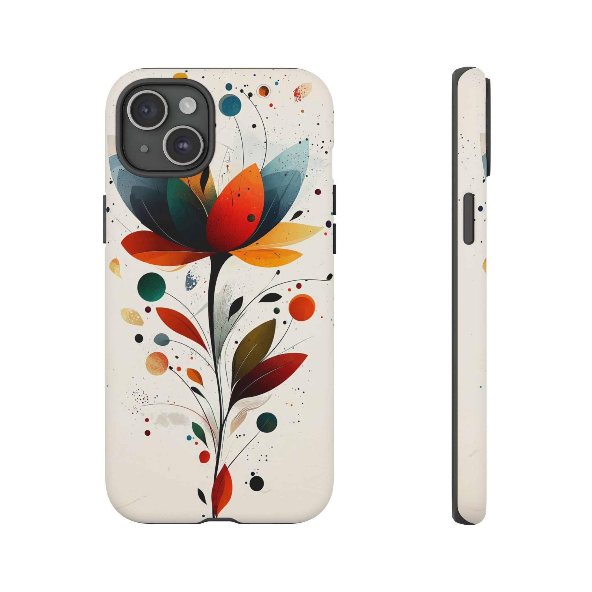 Floral Abstract Tough iPhone Case | Colourful Lotus Art Protective Cover