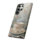 Cover per Samsung Galaxy a Tazza da tè Floreale Vintage — Elegante Cover Romantica per Smartphone