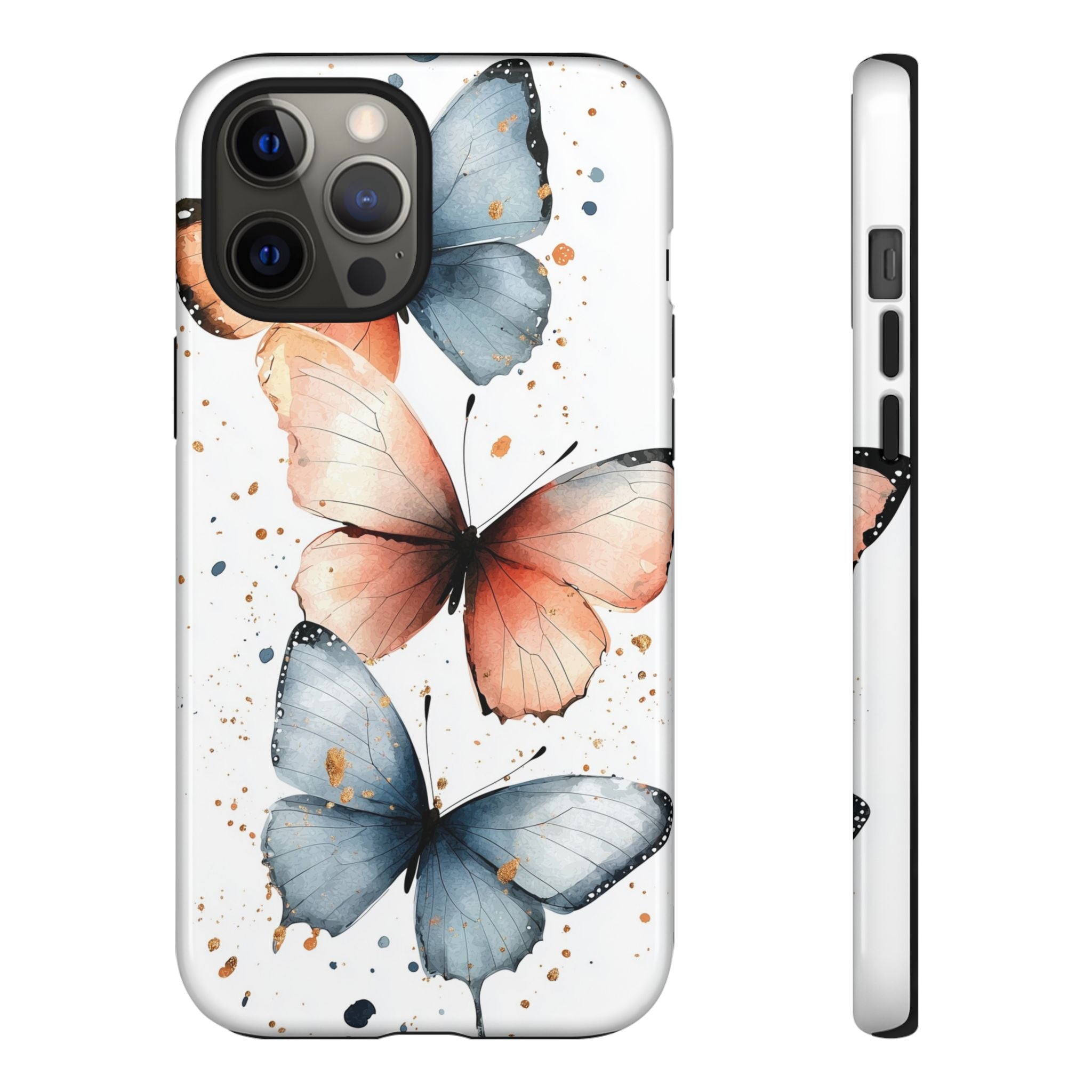 Watercolour Blue & Peach Butterfly Tough iPhone Case