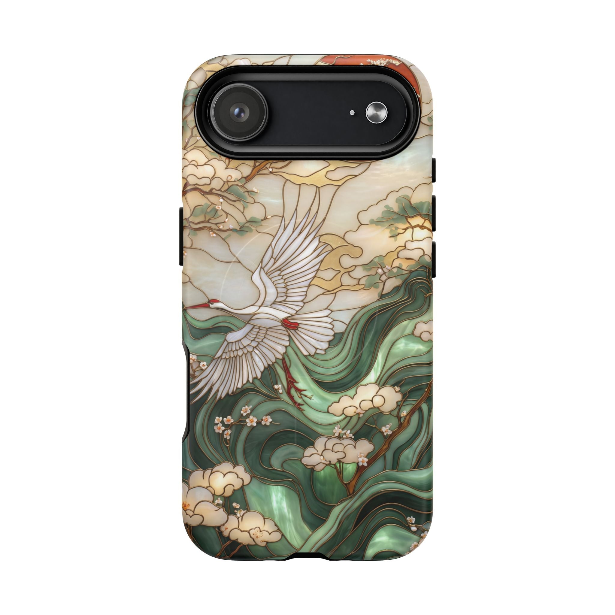 Custodia rigida MagSafe per iPhone Crane &amp; Waves | Custodia protettiva ispirata all'arte giapponese