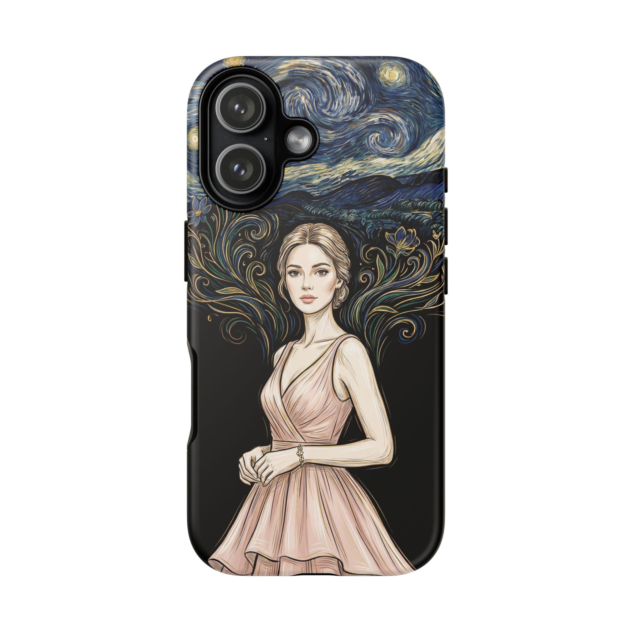 Art Nouveau Starry Night iPhone Case | Elegant Woman Illustration Tough Case