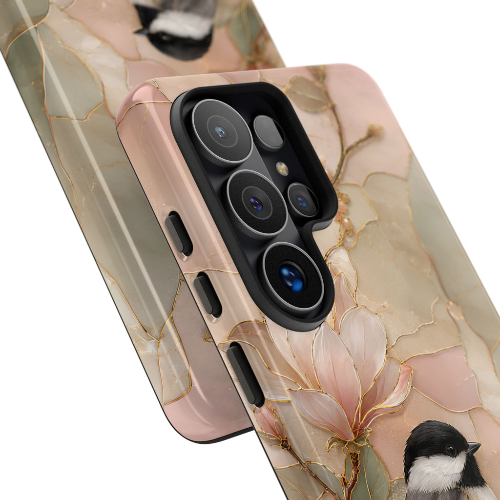 Chickadee Samsung Galaxy Phone Case | Magnolia Flower Phone Case