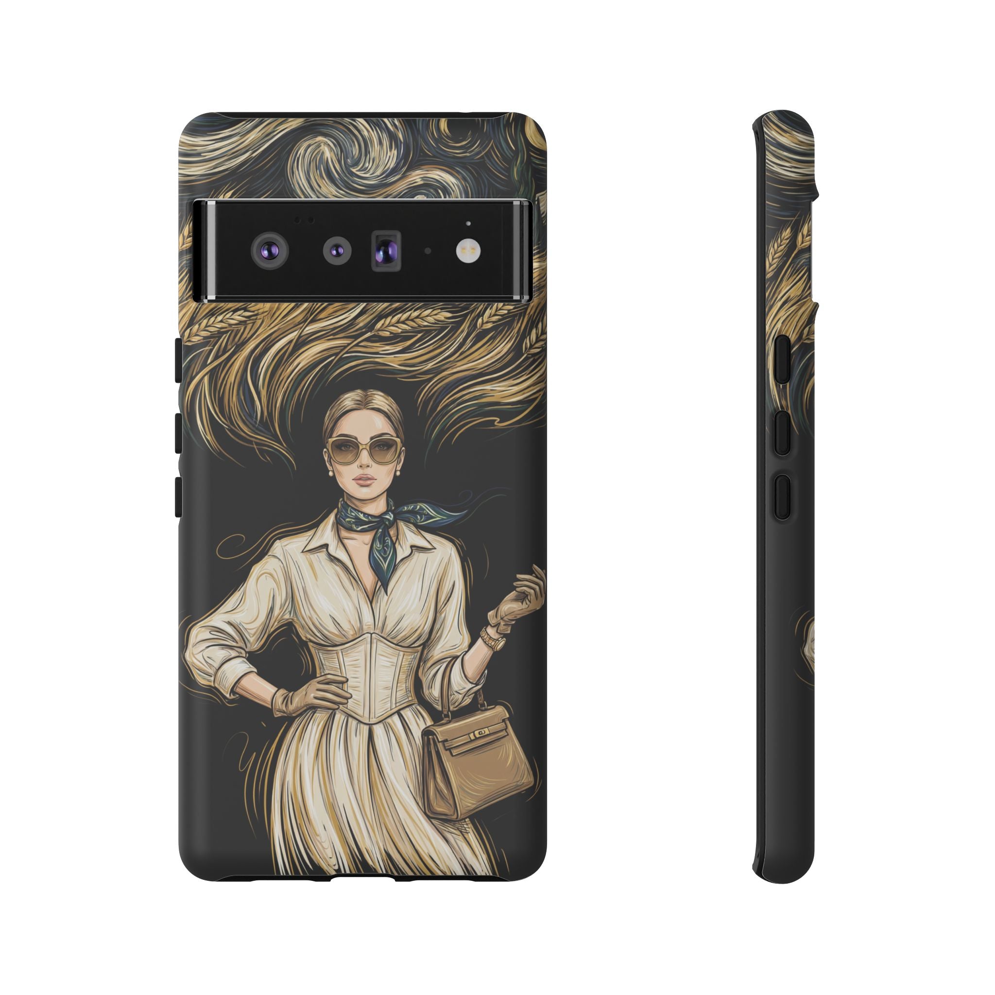 Vintage Elegance Google Pixel Phone Case | Retro Woman with Flowing Golden Hair