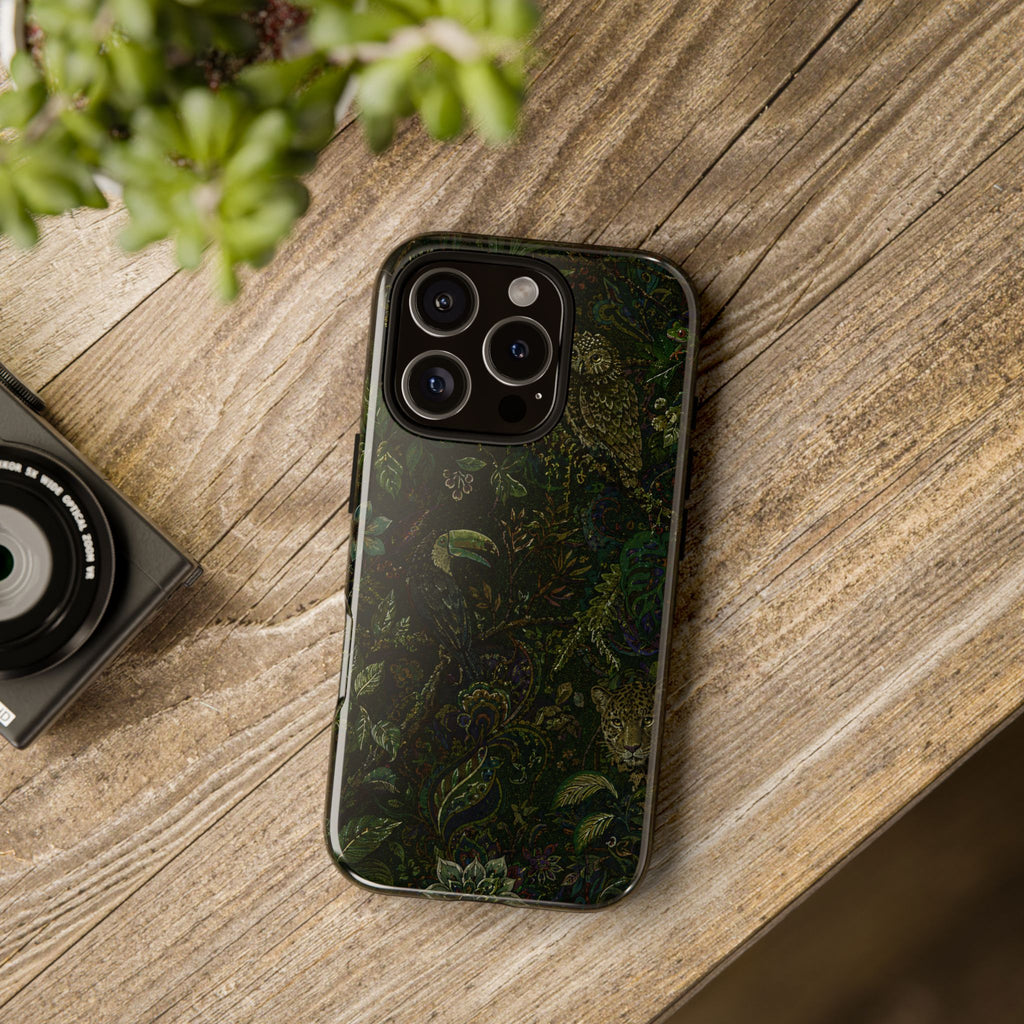 Dark Botanical Tough iPhone Case | Moody Forest Owl Cover
