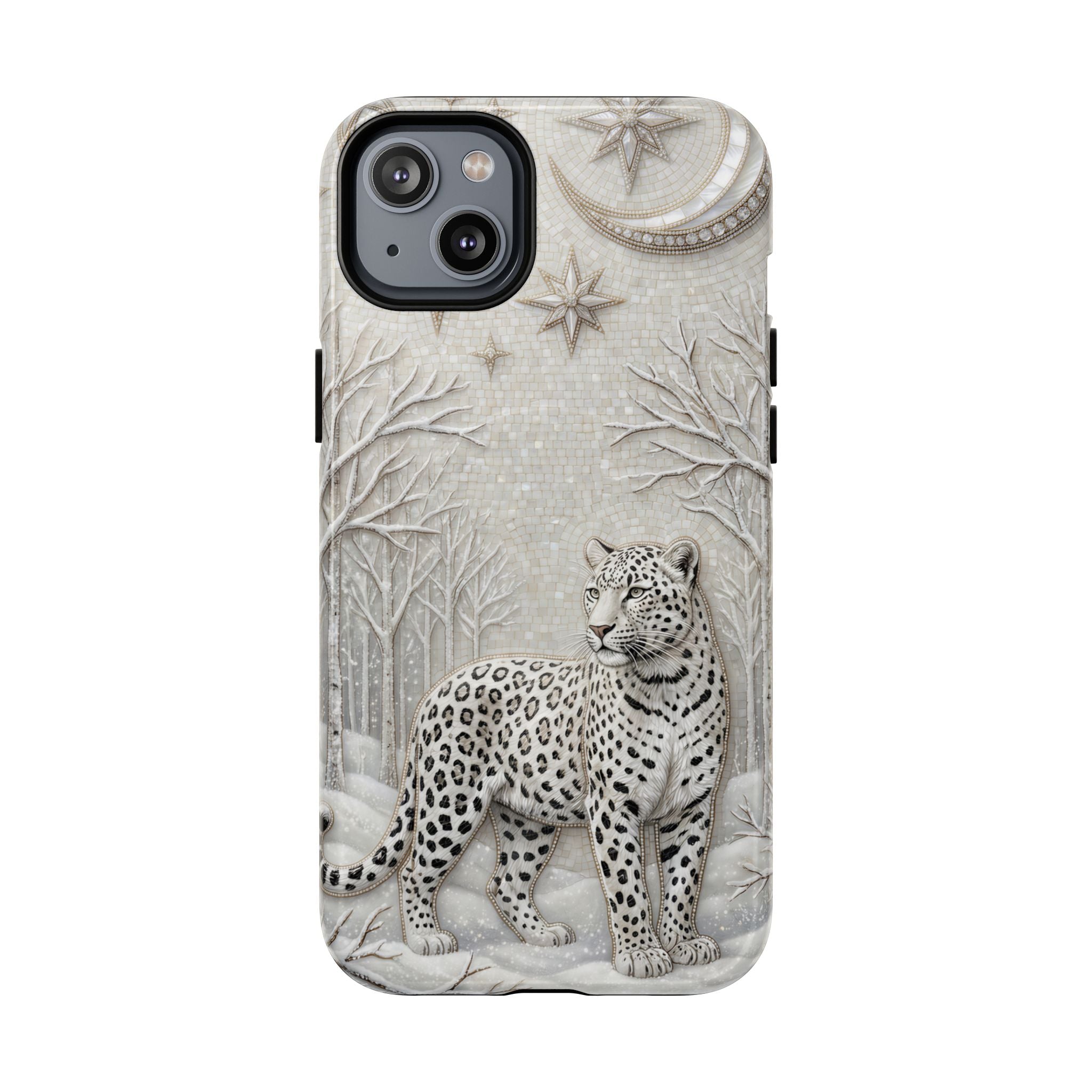Snow Leopard MagSafe iPhone Case | Winter Moon Forest Protective Phone Cover