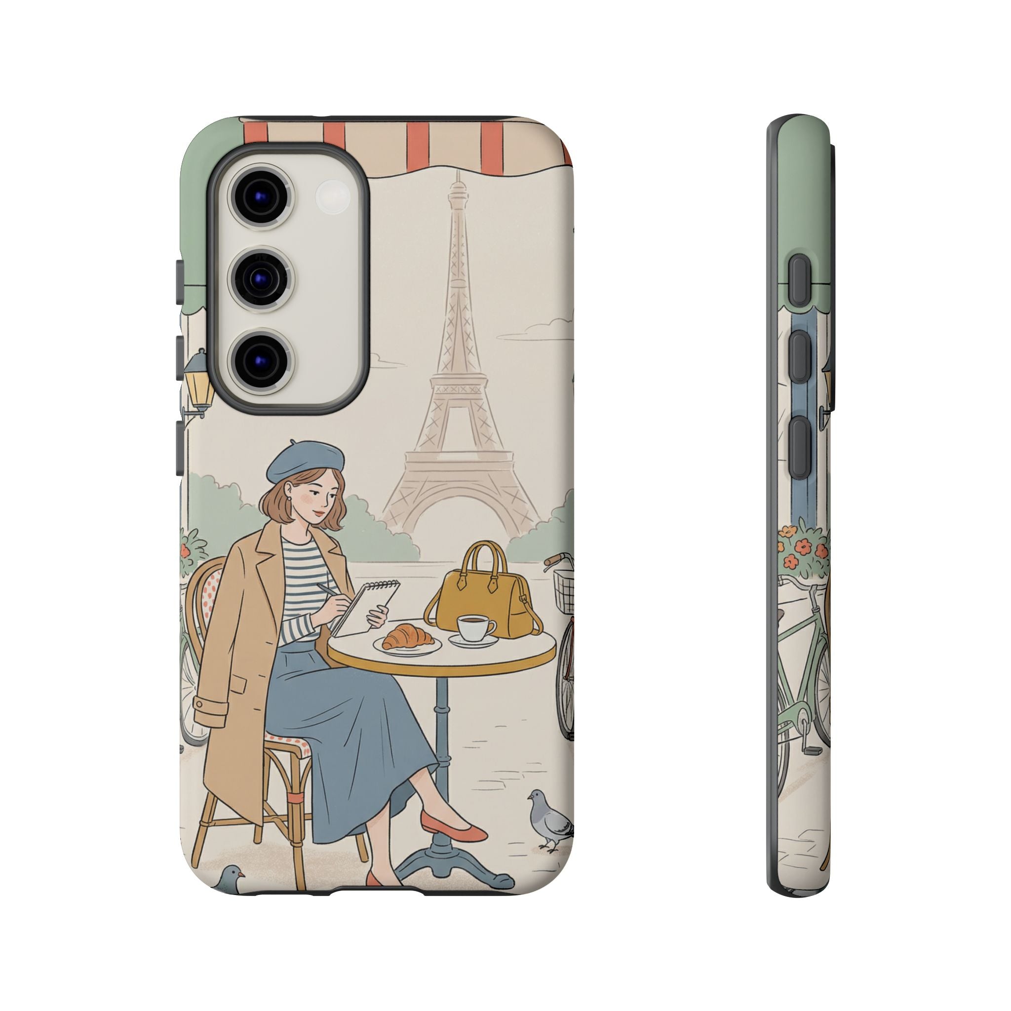 Paris Cafe Samsung Galaxy Phone Case | Cute Vintage Eiffel Tower Travel