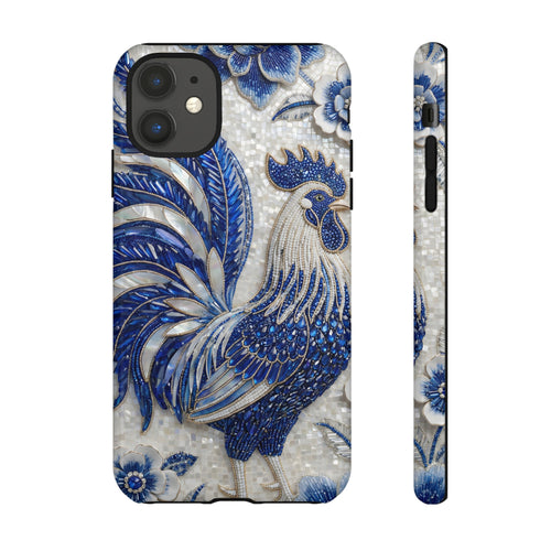 Asian Zodiac Rooster iPhone Case | Blue & White Porcelain Slim Shockproof Case | Year of the Rooster Gift