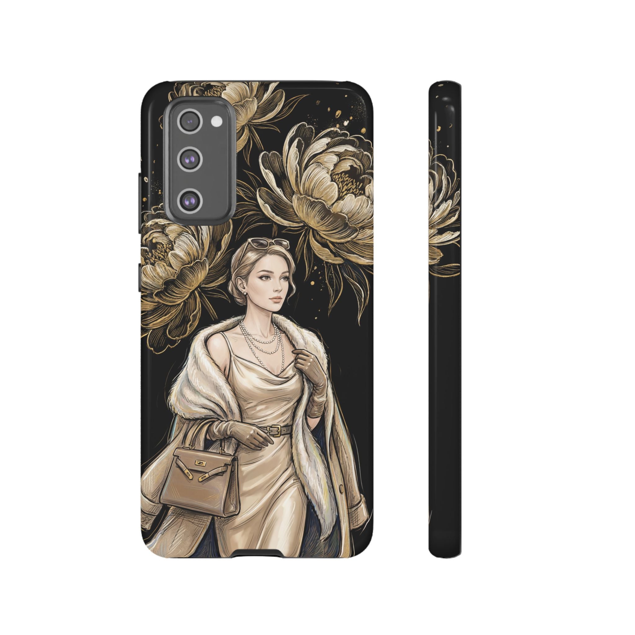 Elegant Vintage Lady Floral Samsung Galaxy Phone Case | Chic Protective Cover for Women