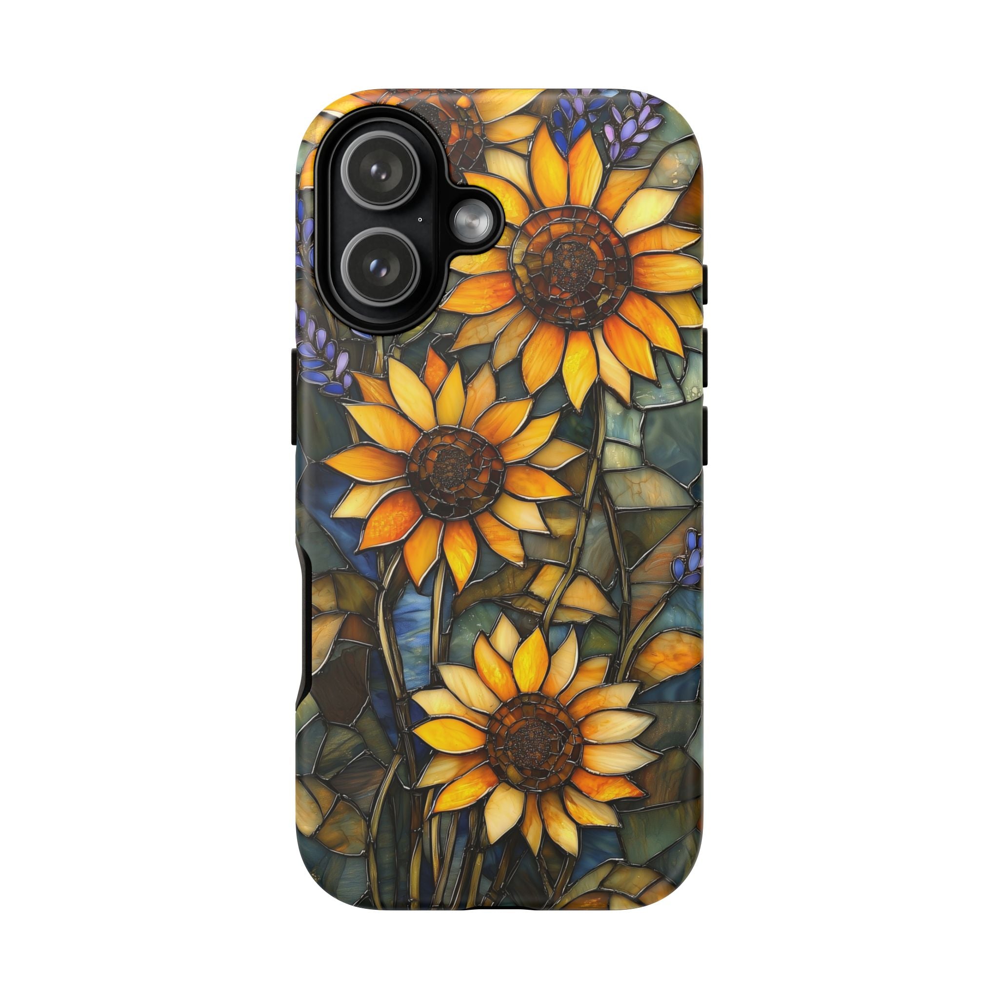 Sunflower Stained Glass Tough iPhone Case | Floral Protective Cover