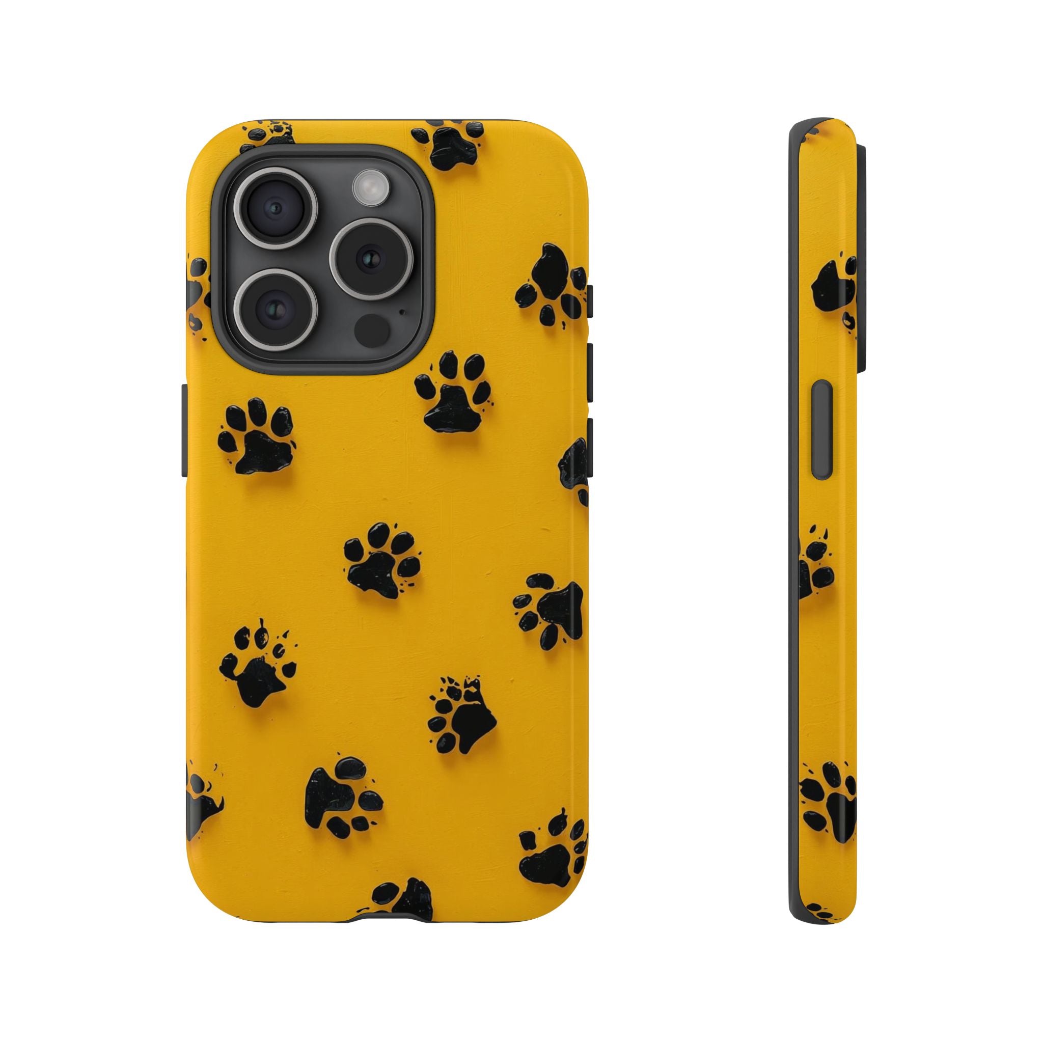Yellow Paw Print Tough iPhone Case — Protective Dog & Cat Lover Cover