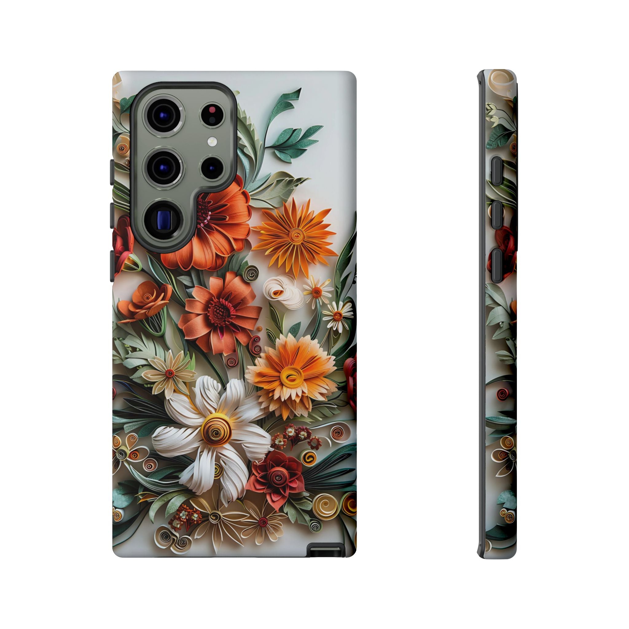 Floral Quilling Tough Samsung Galaxy Case — Orange Daisy