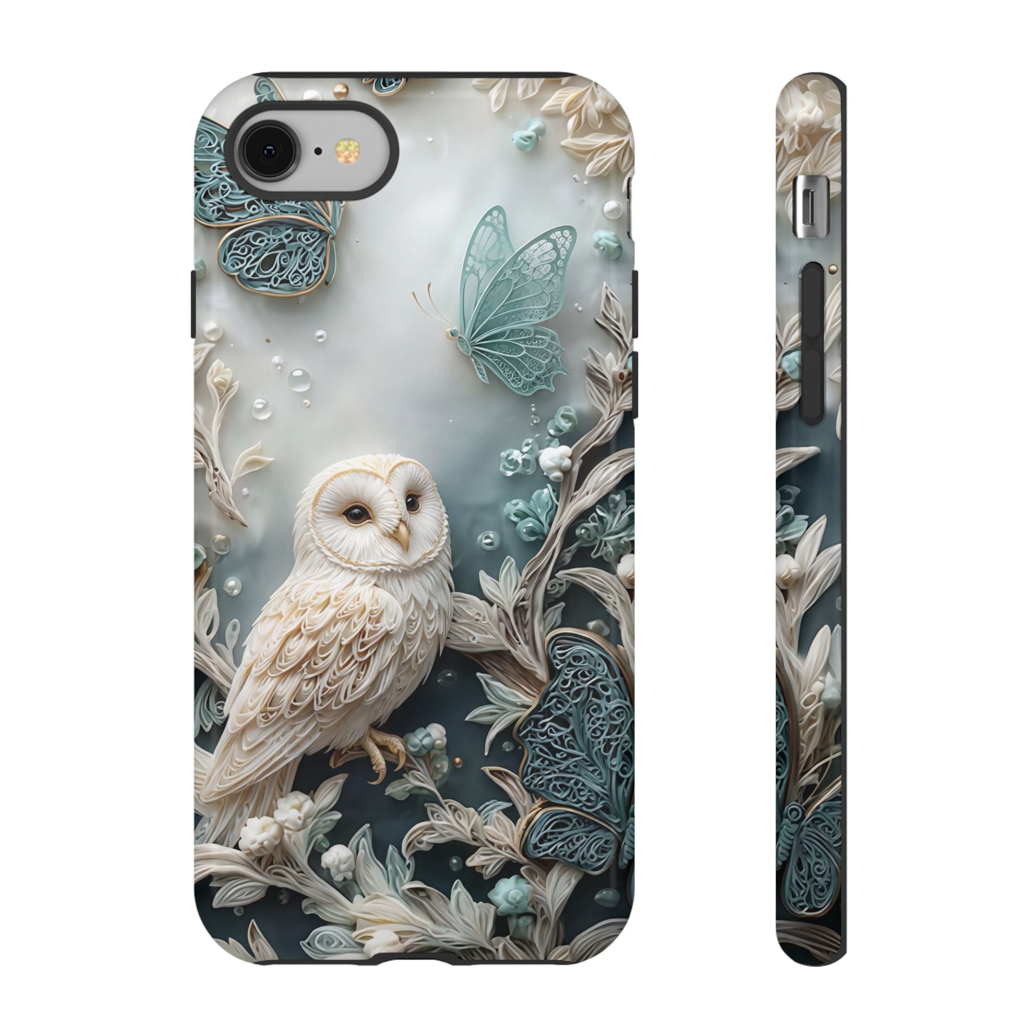 Barn Owl & Butterflies Tough iPhone Case