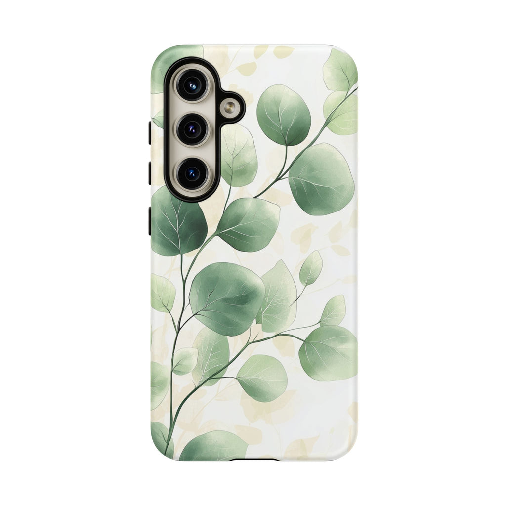 Botanical Eucalyptus Tough Samsung Galaxy Phone Case | Green Watercolour Leaf