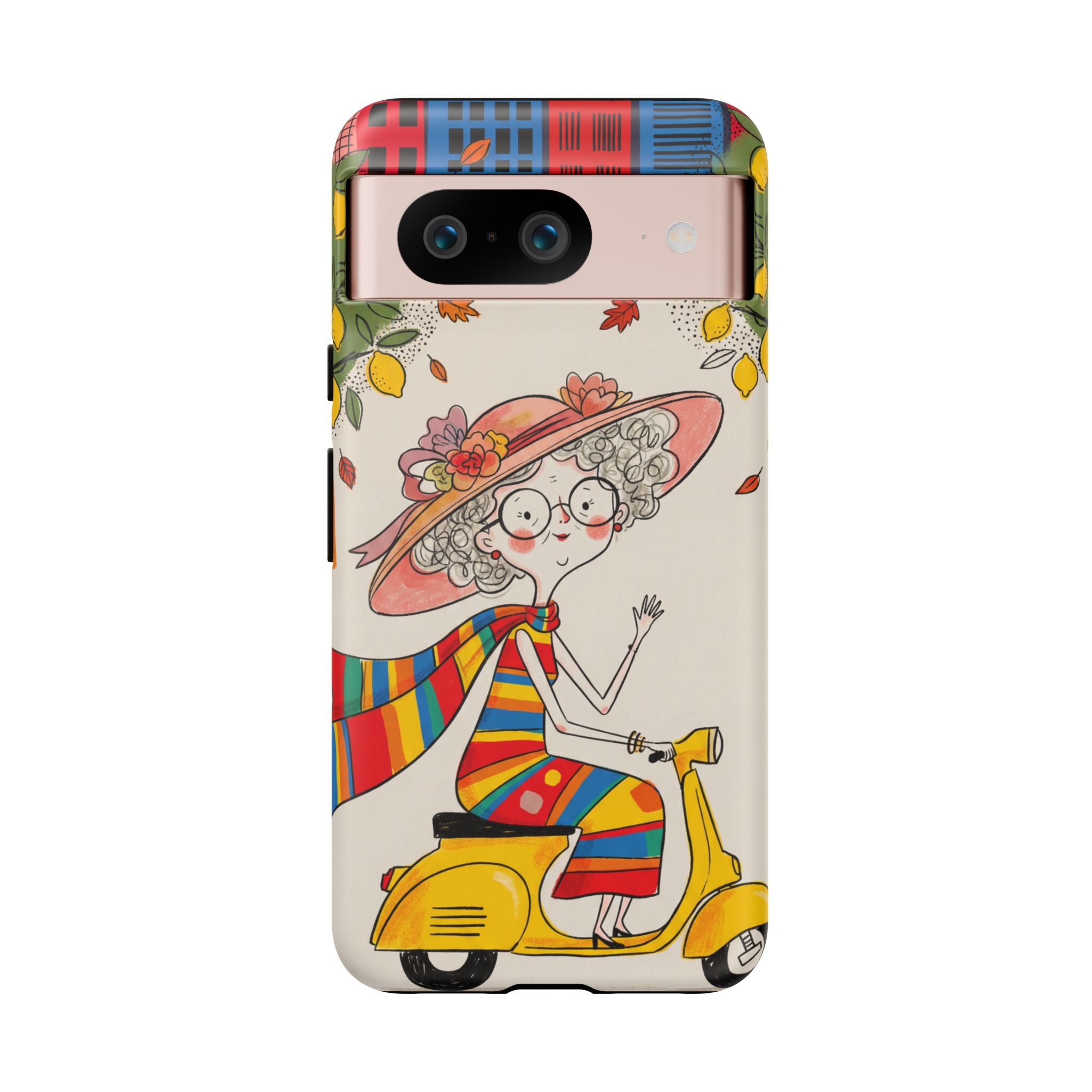 Vintage Scooter Granny Google Pixel Phone Case | Colourful Retro Elderly Lady Design