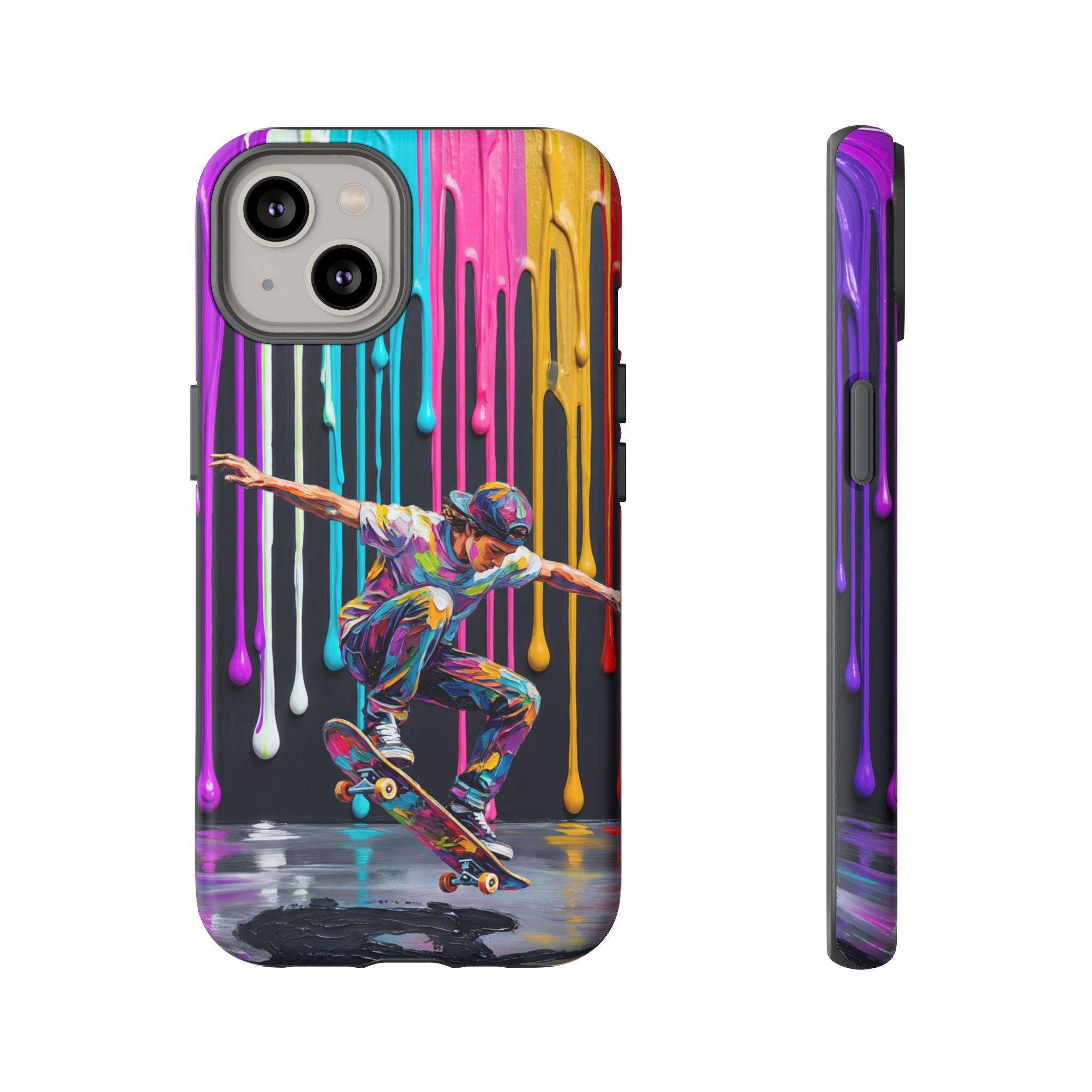 Colourful Drip Art Skateboarder Splash iPhone Case
