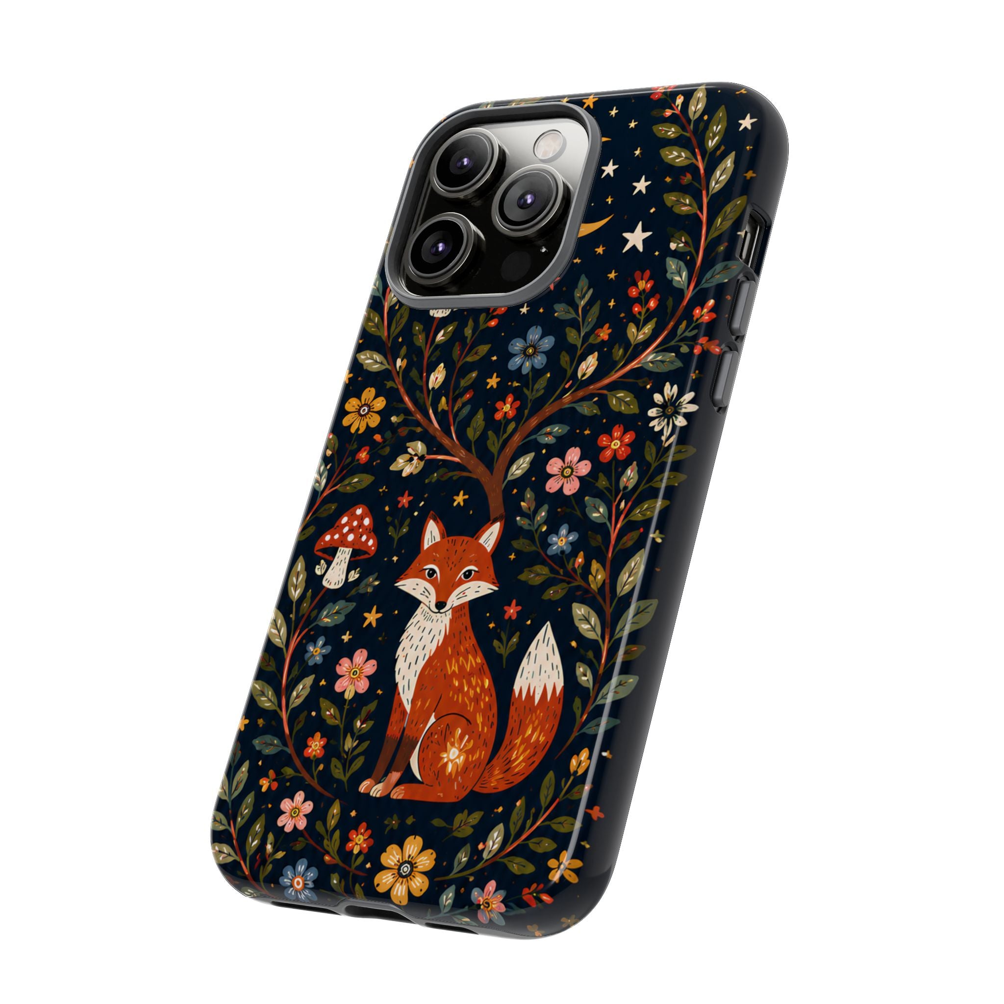 Fox Moon iPhone Case | Whimsical Floral Night Woodland Protective Case