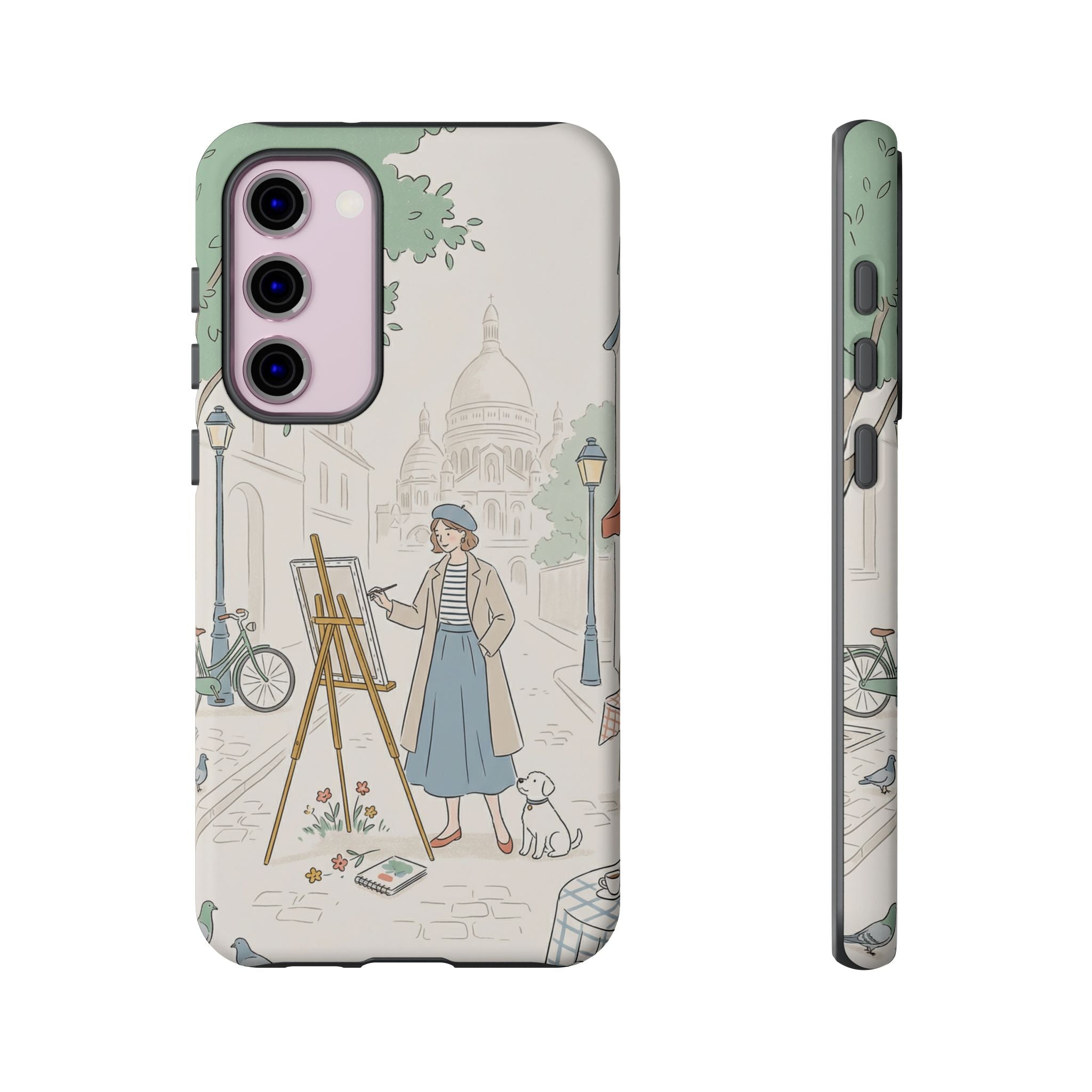 Artist in Paris Samsung Galaxy Phone Case | Vintage Painter Street Scene Protective Cover
