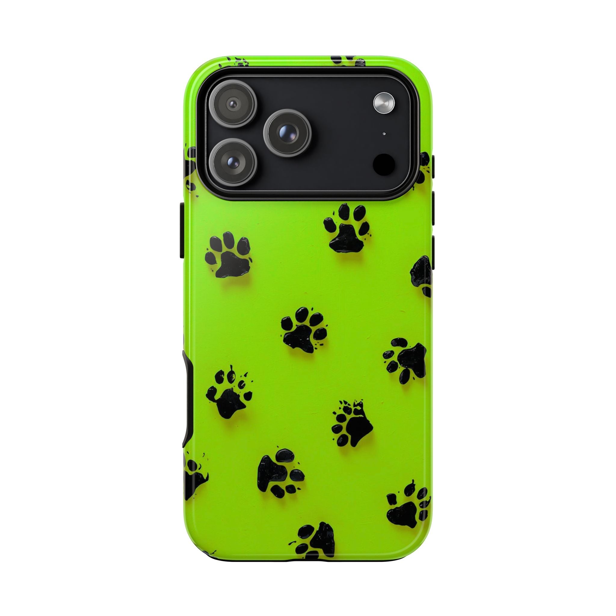 Neon Paw Print Tough Phone Case — Shockproof Pet Lover iPhone Cover