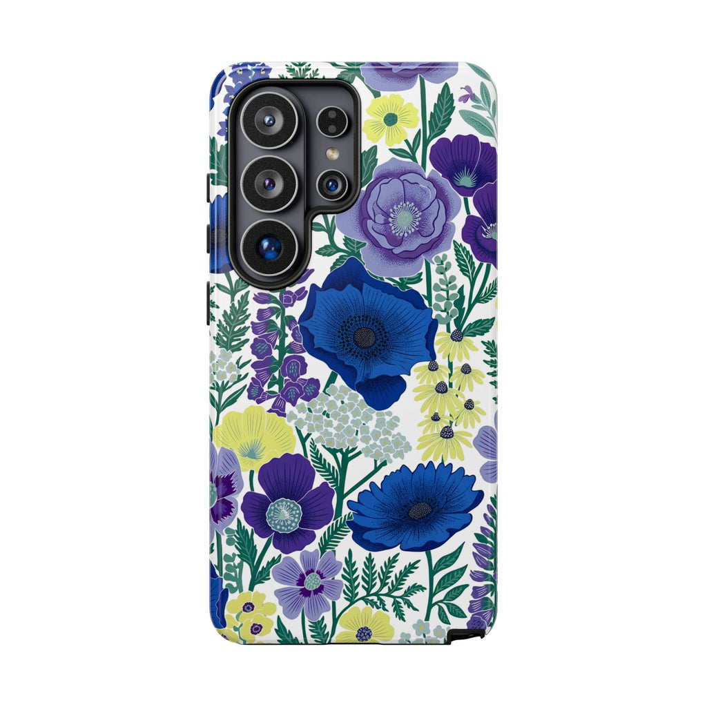 Floral Blue & Purple Tough Samsung Galaxy Phone Case | Protective Botanical Phone Cover
