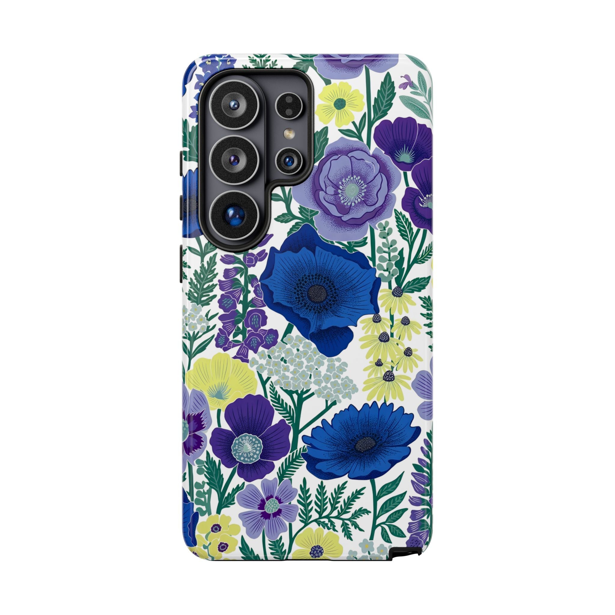 Floral Blue & Purple Tough Samsung Galaxy Phone Case | Protective Botanical Phone Cover
