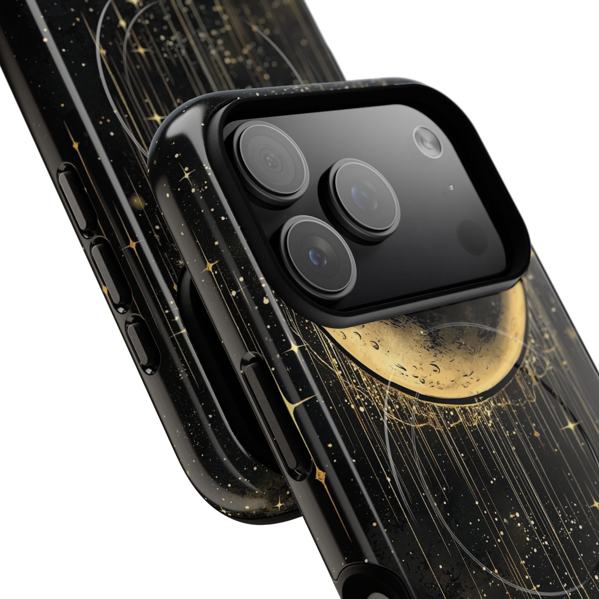 Moonlit Crescent Tough MagSafe iPhone Case | Gold Stars Night Sky