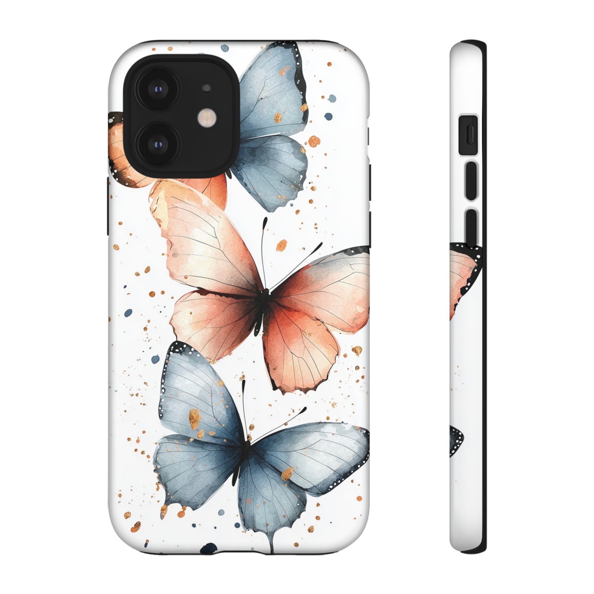 Watercolour Blue & Peach Butterfly Tough iPhone Case