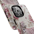 Cover iPhone "Luna Leopardata Floreale" | Custodia Protettiva Botanica Vintage Rosa