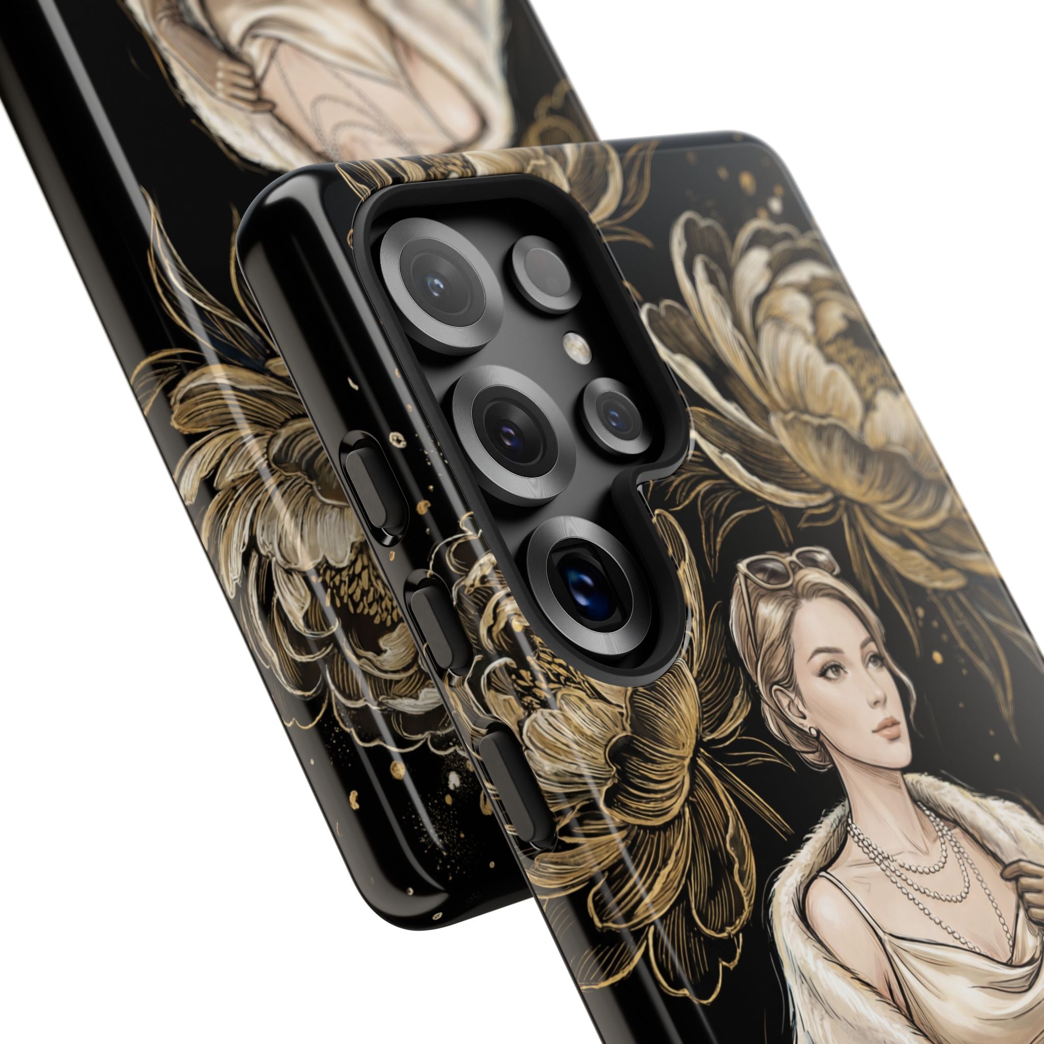 Elegant Vintage Lady Floral Samsung Galaxy Phone Case | Chic Protective Cover for Women