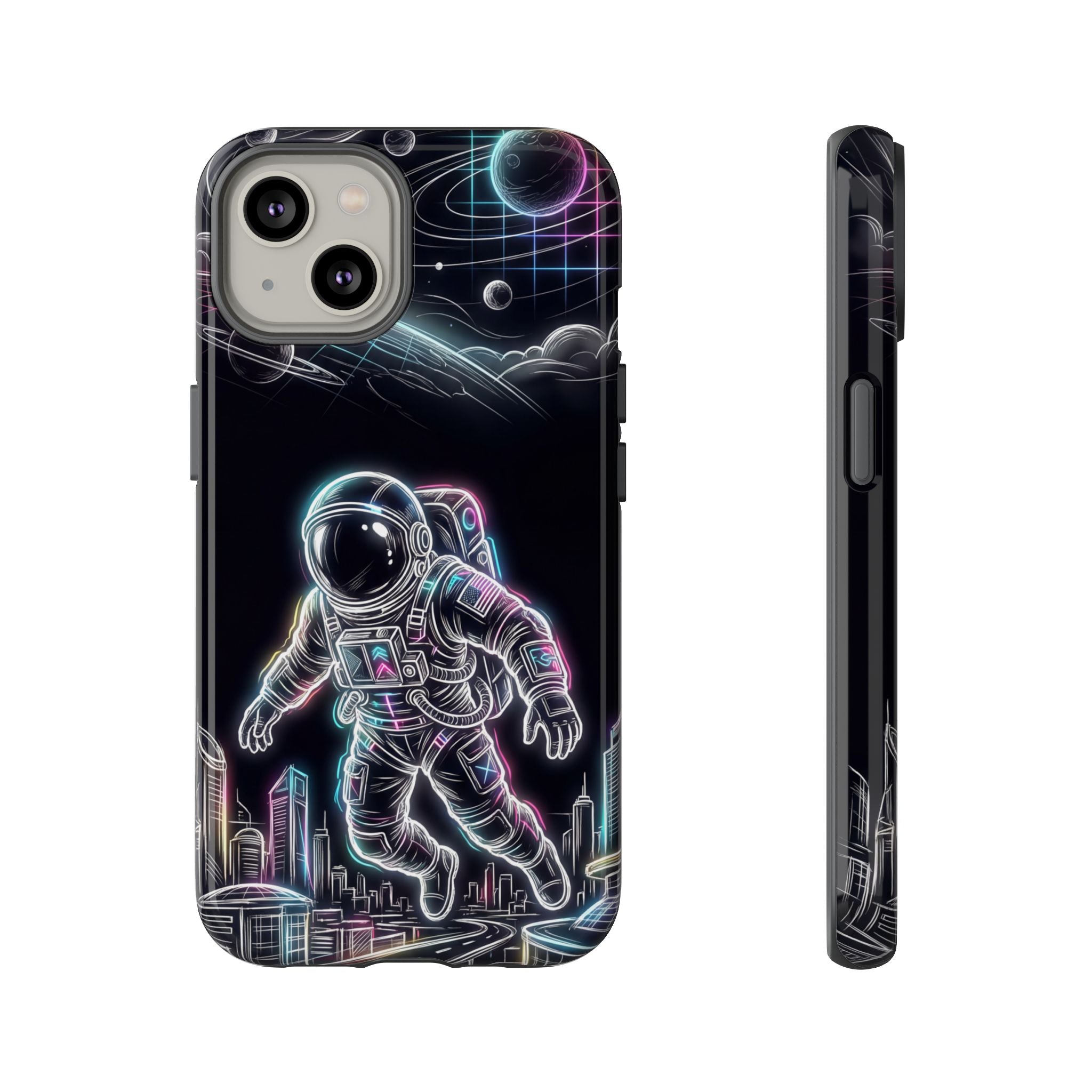 Space Explorer Astronaut Neon iPhone Case