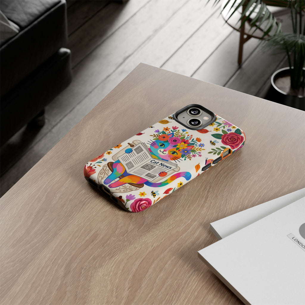 Floral Rainbow Cat iPhone Case | Cat News Design