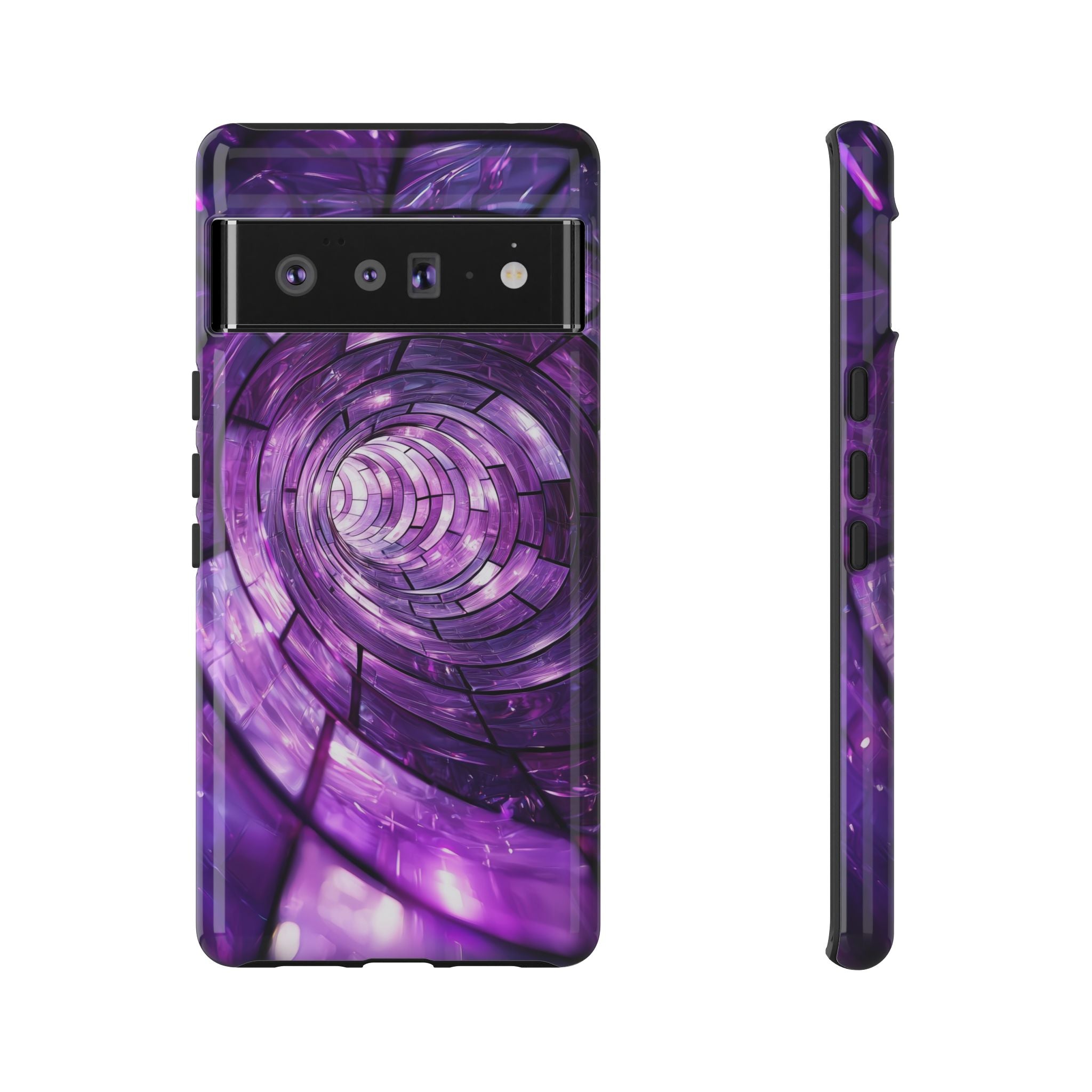 Purple Vortex Tough Google Pixel Case — Abstract Spiral Protective Cover