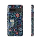 Owl Floral Google Pixel Phone Case | Navy Botanical Protective Phone Cover