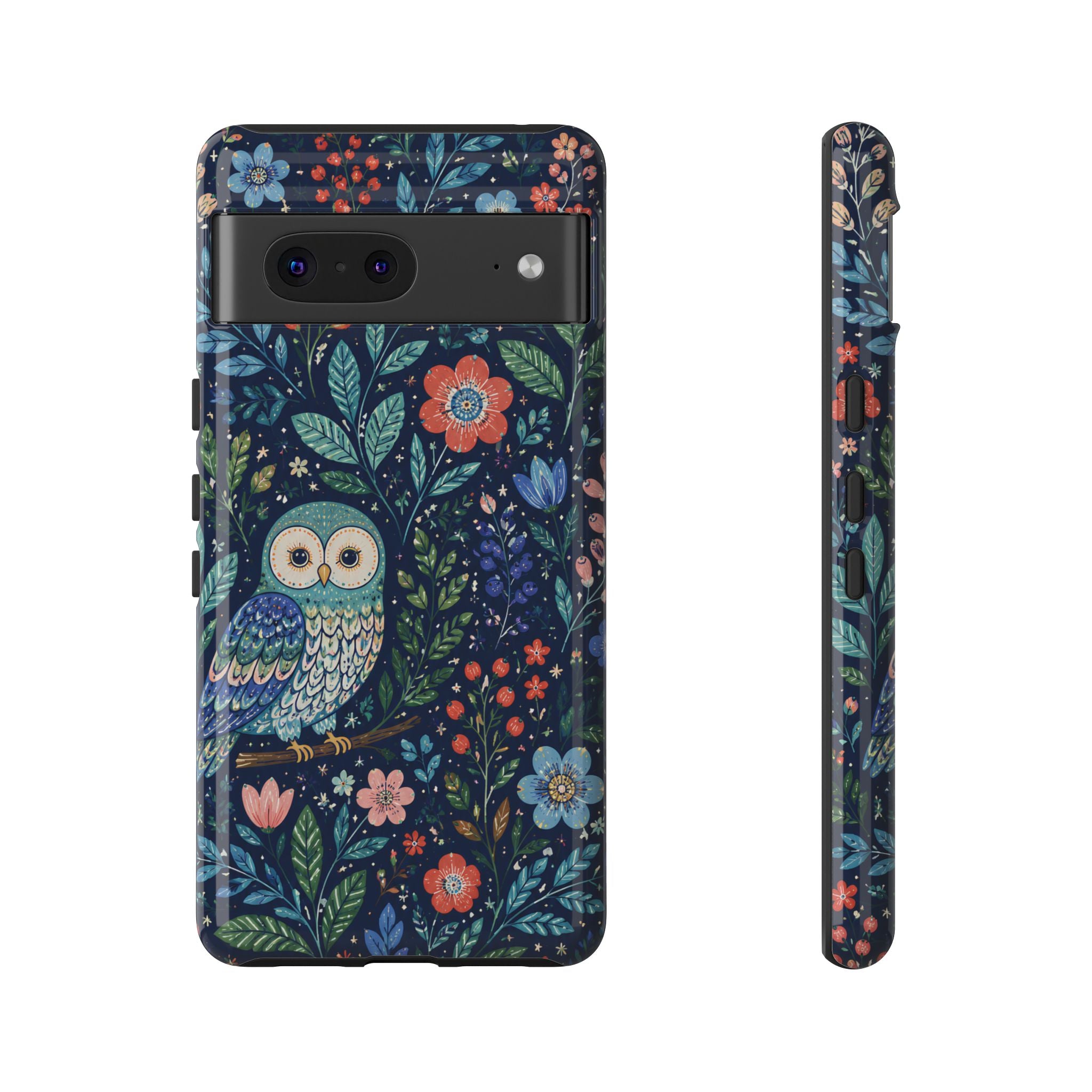 Owl Floral Google Pixel Phone Case | Navy Botanical Protective Phone Cover