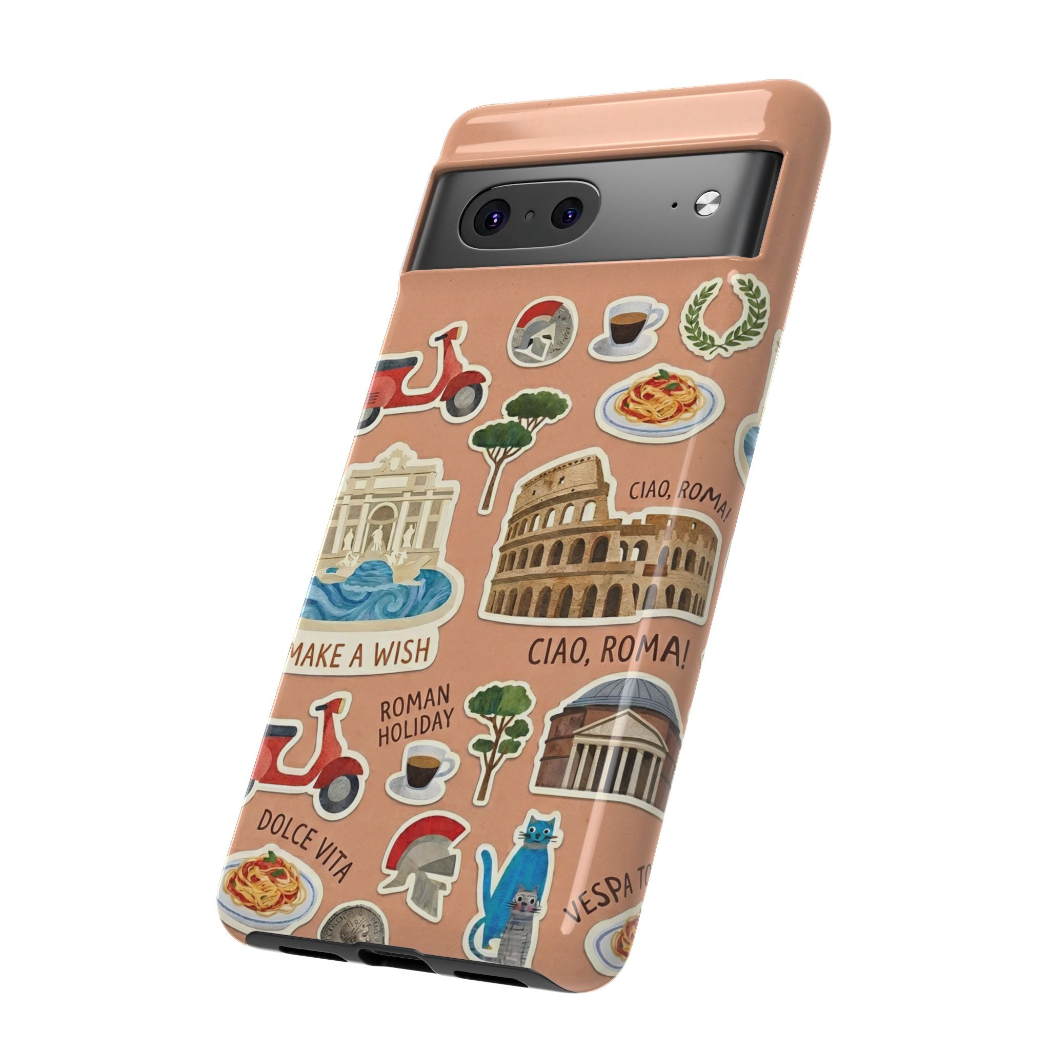 Rome Italy Travel Tough Google Pixel Phone Case | Terracotta Scrapbook Sticker Cover