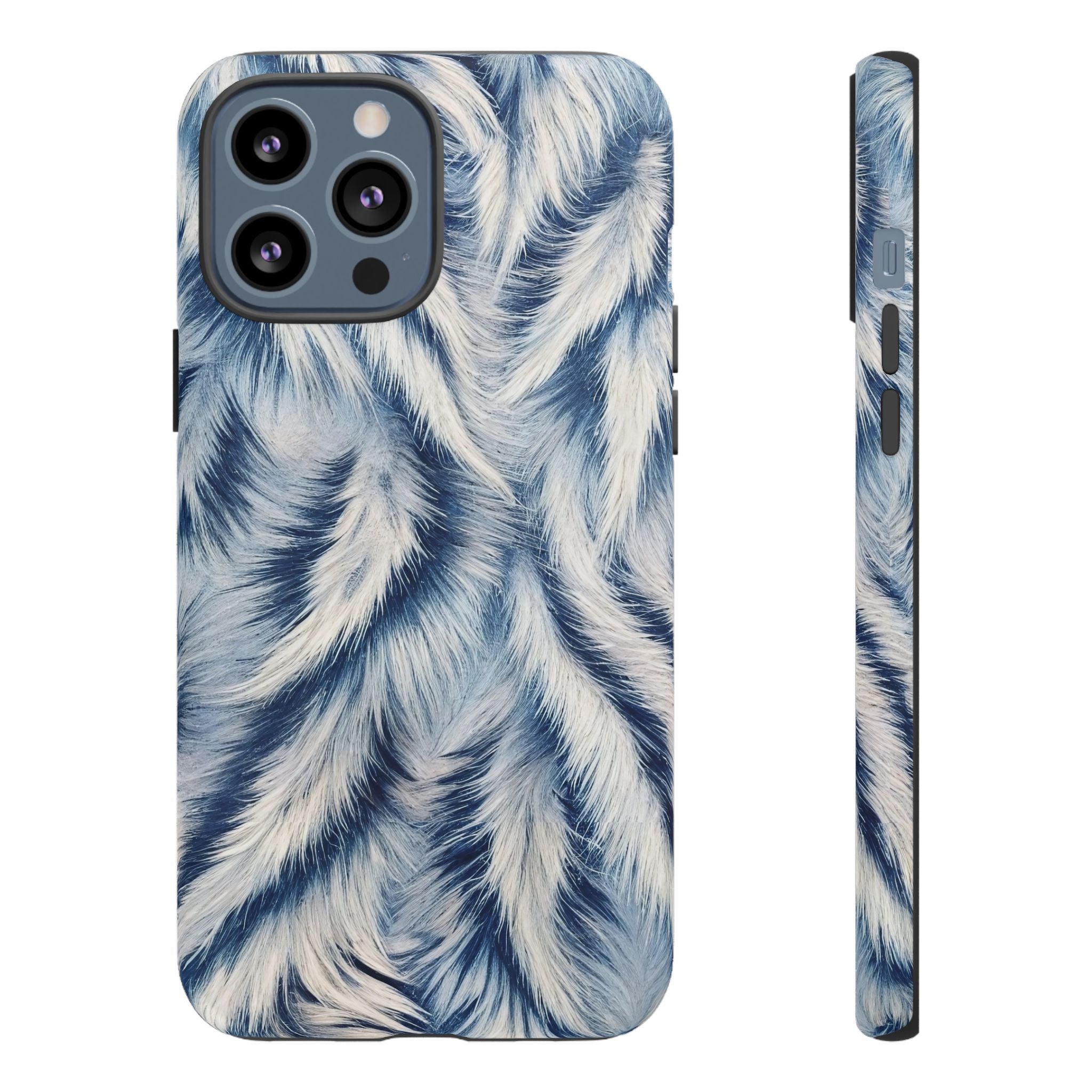 Blue Faux Fur Texture Protective Tough iPhone Case