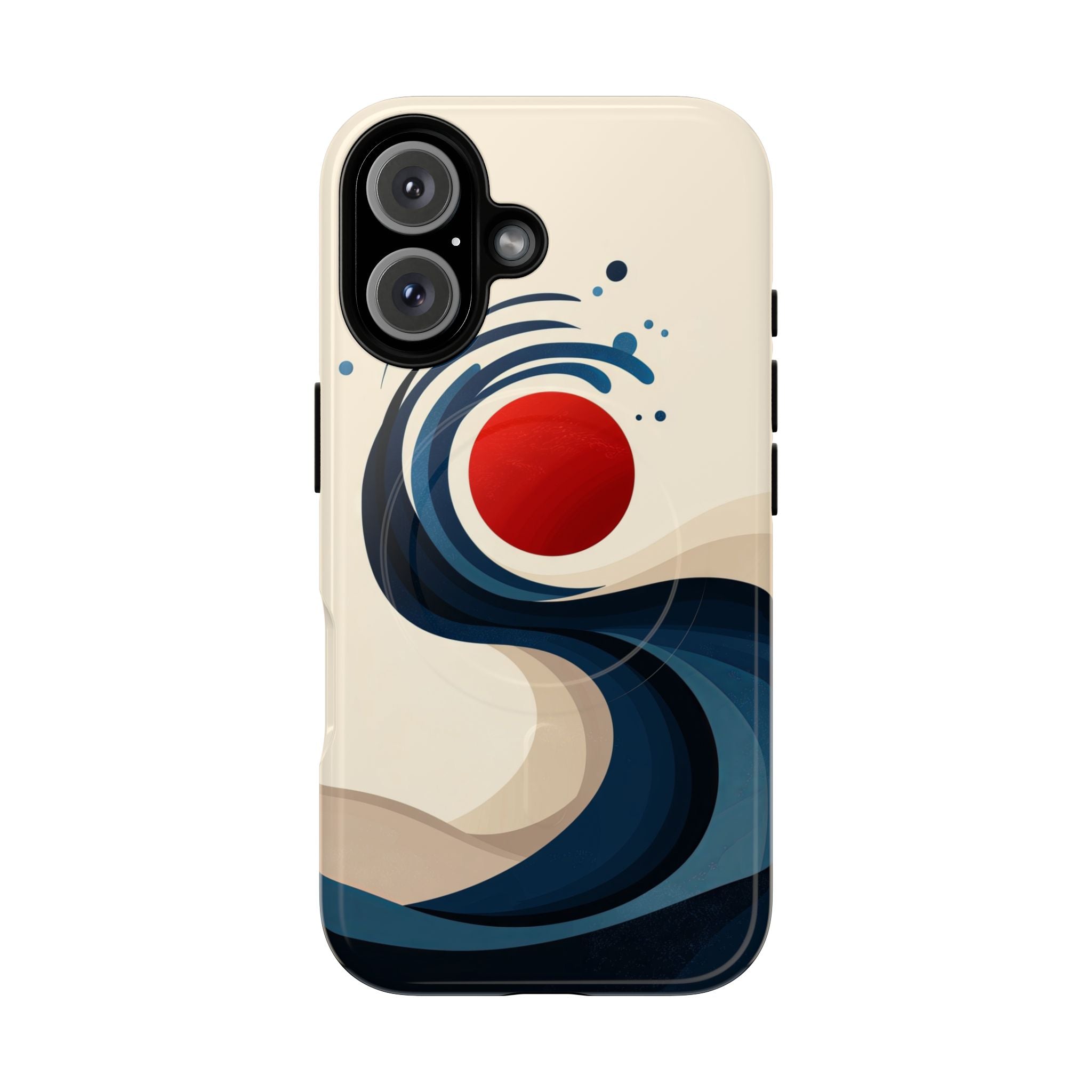 Abstract Wave MagSafe iPhone Case | Red Sun Ocean Art